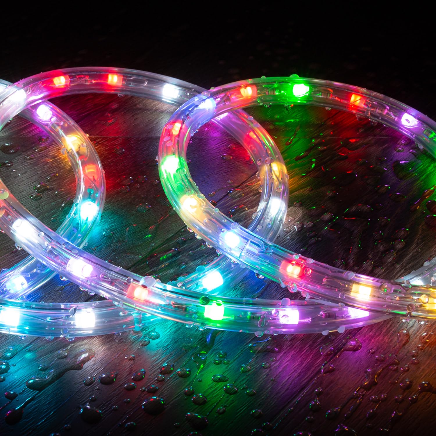 LEDKIA Manguera LED Redonda 220V AC 36 LED/m RGB IP65 Corte 100 cm a Medida | Ideal para Navidad