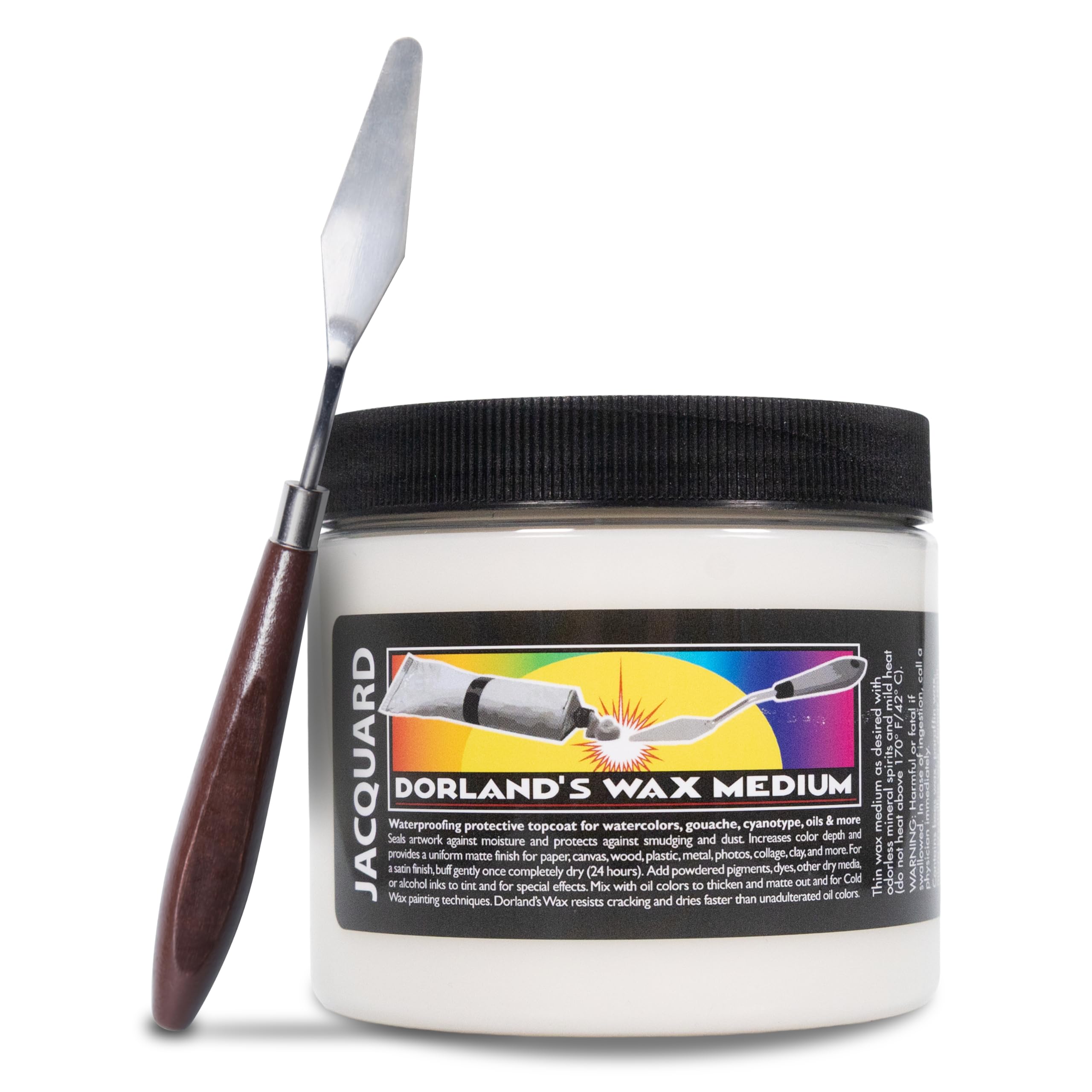 Jacquard Dorlands Wax 4fl oz - Cold Wax Medium Made in USA - Oil Painting - Watercolor Sealer - Bundled with Moshify Palette Knife