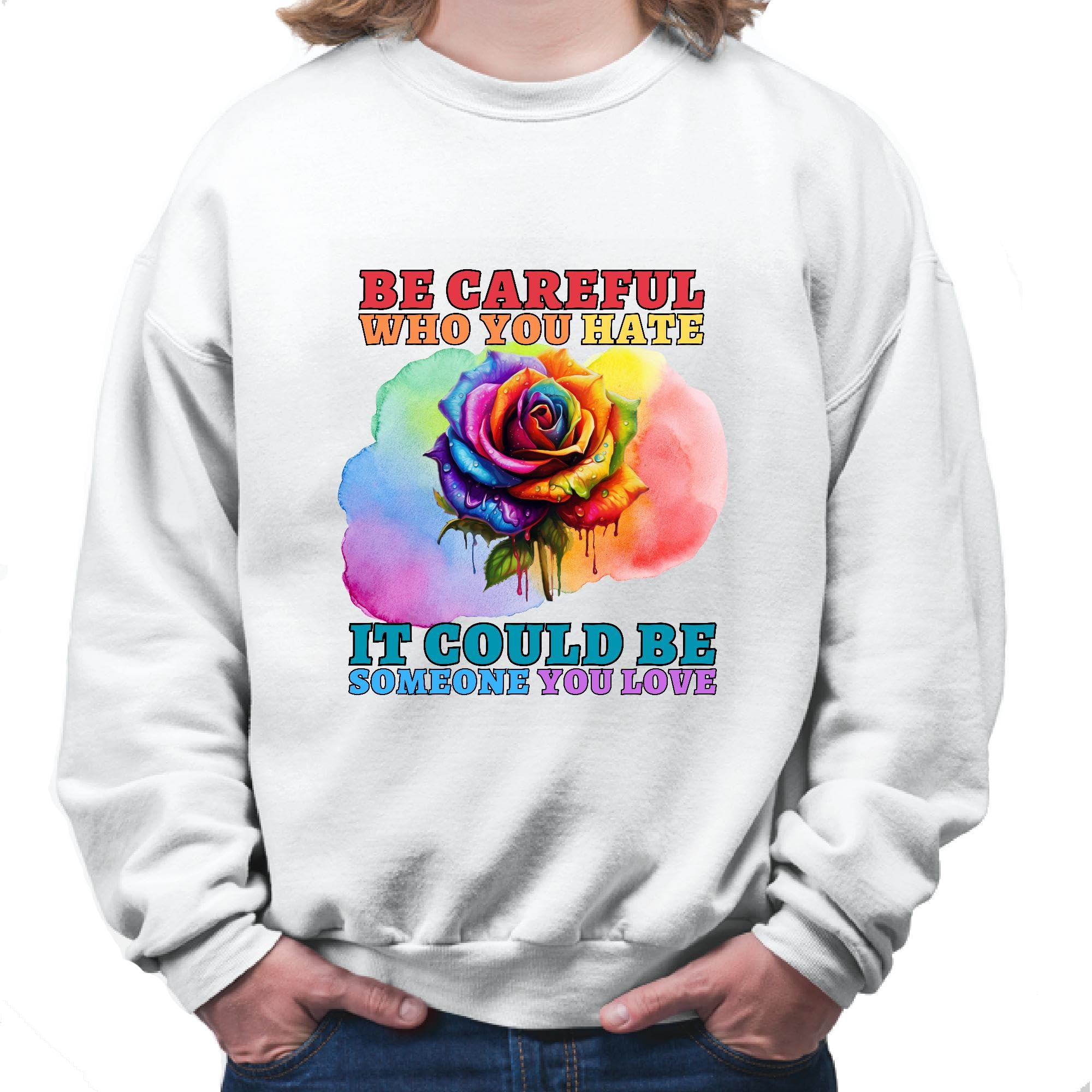 BeresearchLGBT Equal Rights Human Rights Anti Racism for Everyone Supporting Equality and Love White Muticolor Unisex Sweatshirt