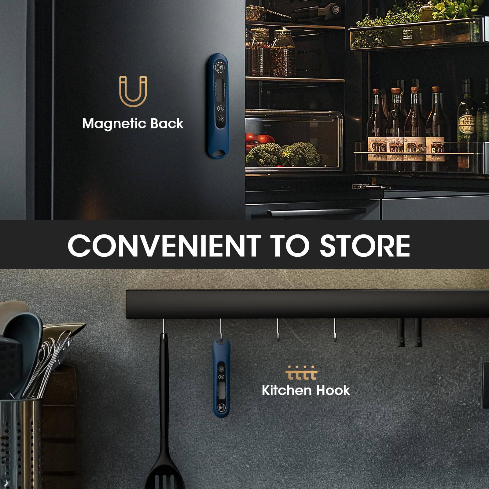 DOQAUS Termometro Cocina Digital de Lectura Instantánea de 3s, Termómetro Alimentos con Plegable Sonda Larga, Termometro Carne con Pantalla LCD para Carne, BBQ, Comida, Liquidos, Aceite, Agua（Azul） — view 6