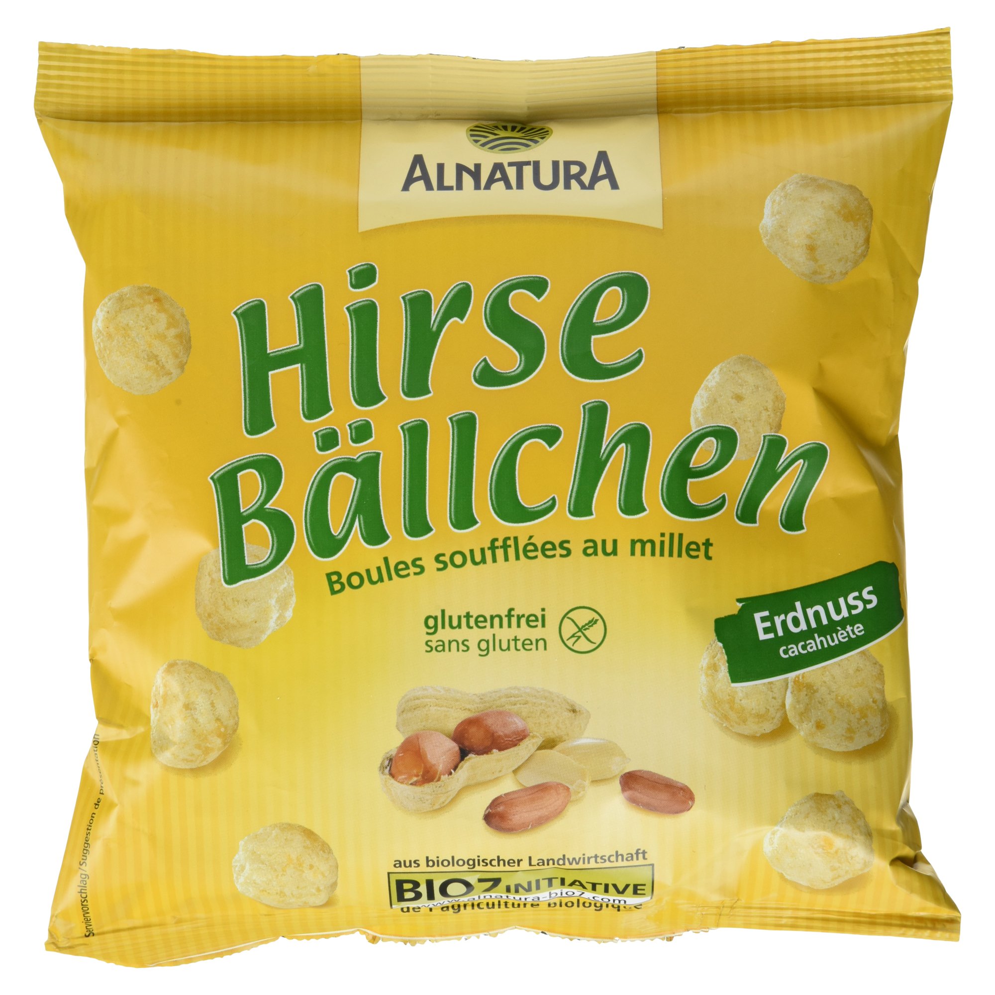 Alnatura Bio Hirsebällchen Erdnuss, glutenfrei, 8er Pack (8 x 75 g)