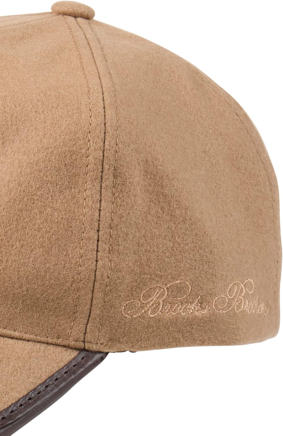 Brooks Brothers Men's 100% Wool Baseball Hat with Leather Strap & Buckle - Woven Logo One-Size Adjustable Luxury Hats - Image 2