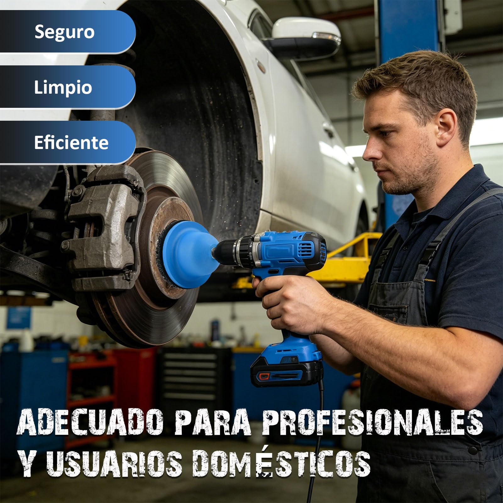 Limpiador de Buje, Lijador de Buje – D. int. 90 mm/D. ext. 150 mm, con Acoplamiento 1/2", para Cambio de Ilanta, Iimpieza de Buje, Eliminación de óxido, para Atornilladores a Batería
