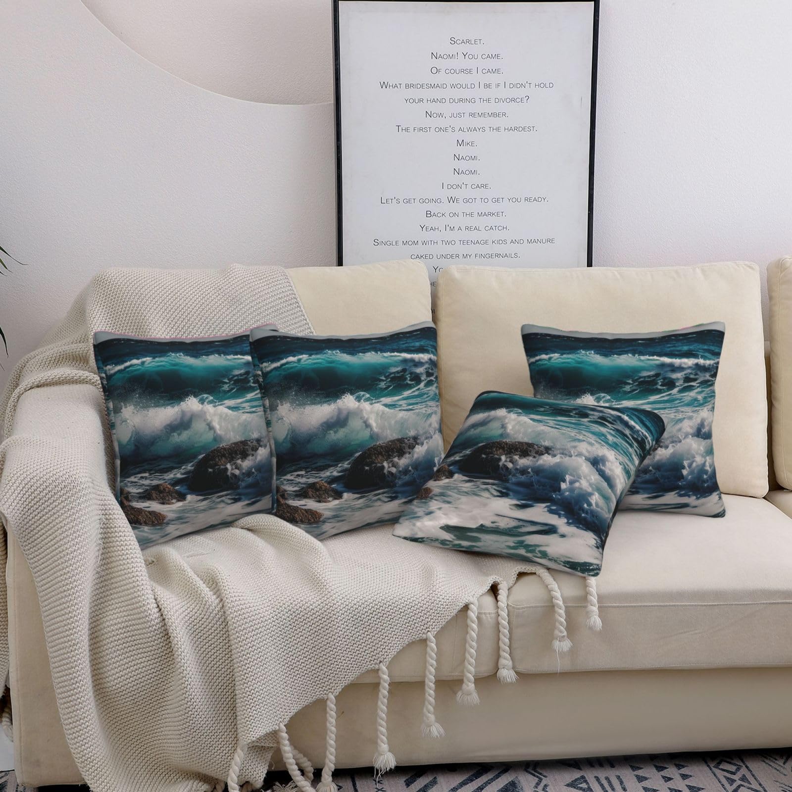 Housses de coussin pour canapé vagues style rustique