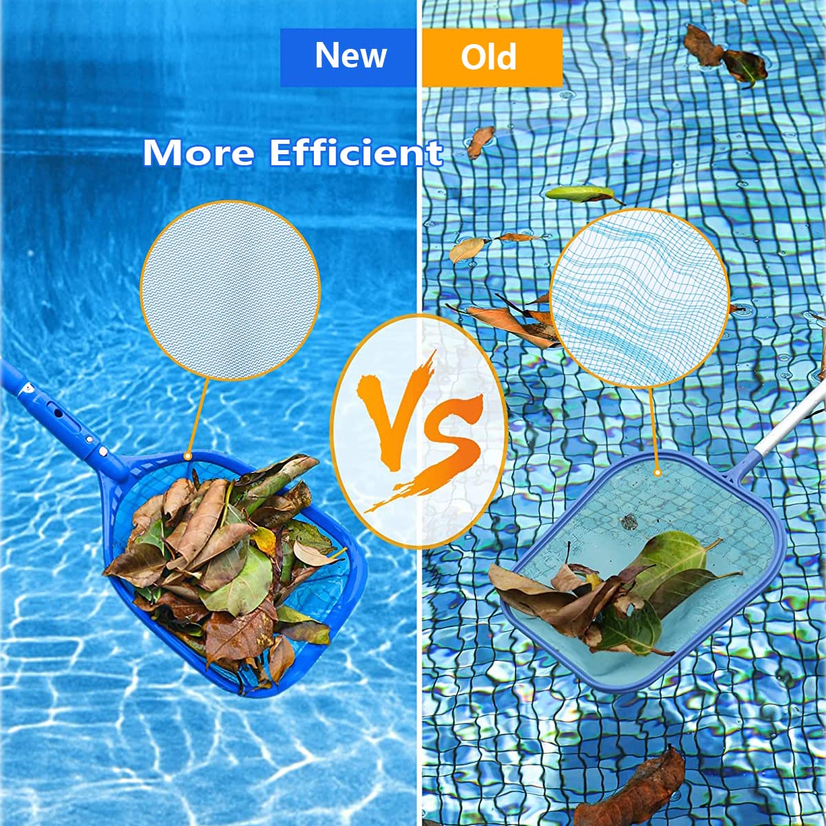 FBSPORT Pool Skimmer Net with Telescopic Pole, 59 inch Swimming Pool Leaf Net, Fine Mesh Pool Net, Pool Cleaner Maintenance Tool-Easy to Collecting Leaves for Swimming Pools, Hot Tubs, Ponds - 4