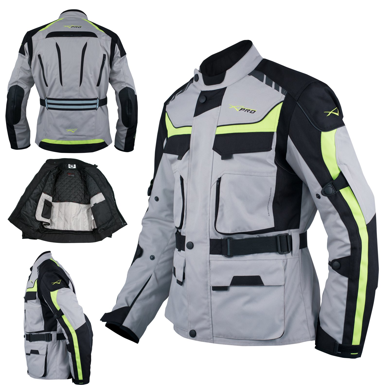A-pro Textile Blouson Termique Moto Protections CE Scooter étanche Gris S
