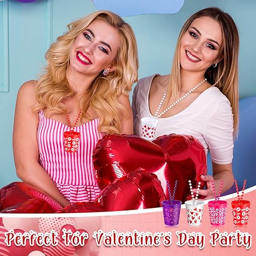 Miniatura 6 de 12 piezas de vaso de chupito para el día de San Valentín en collar de cuentas vasos de chupito de plástico vasos de chupito divertidos para adultos