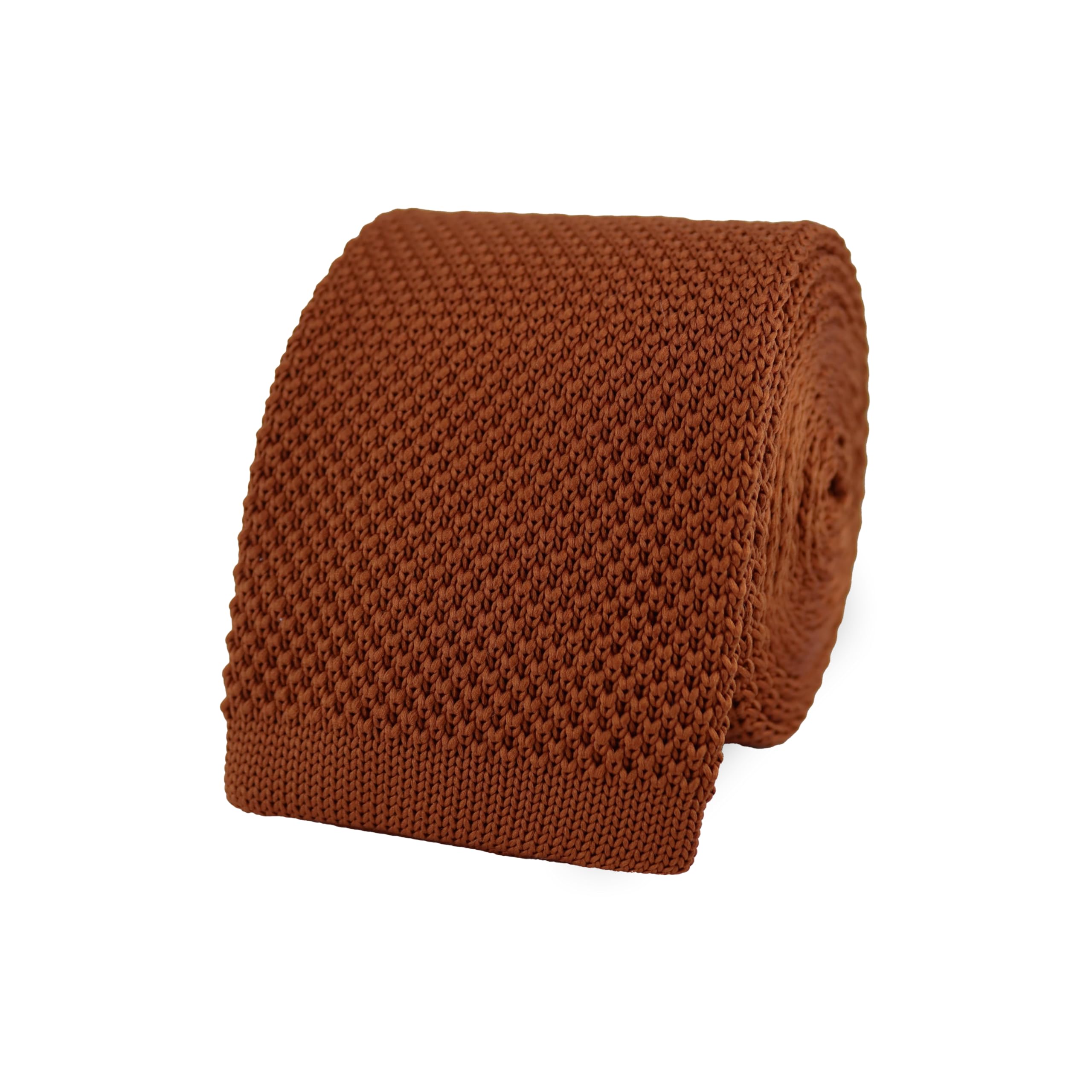 The Gents Lab Men's Rust Orange Square End Knitted Neck Tie Made From 100% Soft Polyester | Over 20+ Colours (Rust Orange)