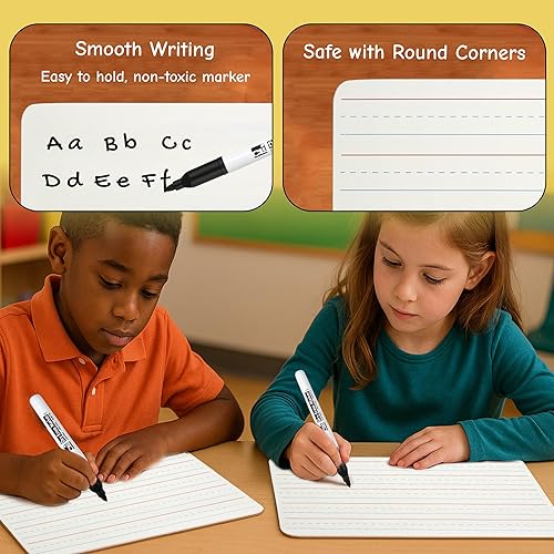 Miniatura 5 de Charles Leonard 35120 - Pizarra de borrado en seco, suministros escolares de mini lapboard, juego de 12 pizarras blancas borrables en seco de dos