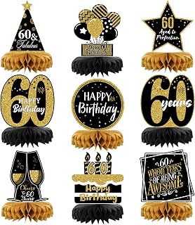 9 Pieces 60th Birthday Table Decorations 60th Birthday Centerpieces for Tables 60th Birthday Decorations for Men and Women
