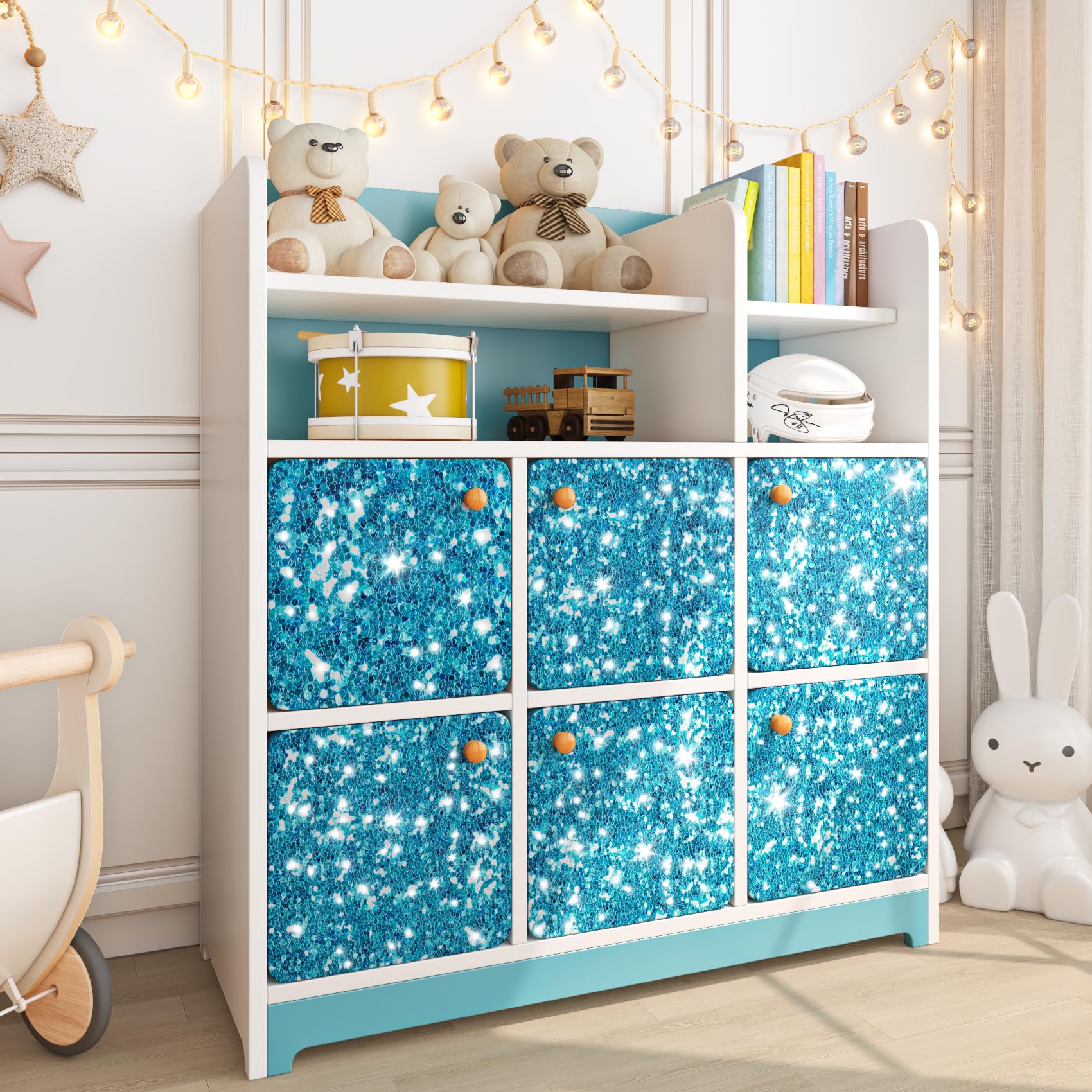 ReWallpaper Blue Chunky Glitter Wallpaper Worktop Vinyl Wrap Sparkle Peel and Stick Wallpaper Kids Room Boy Removable 40CM×3M Thick Glitter Sticker for Furniture Art Deco DIY Dresser Table - Image 4