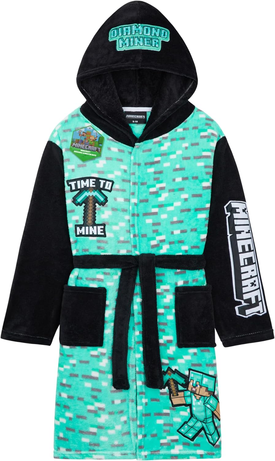 Get Trend Minecraft Robe for Boys Teens, Hooded Dressing Gown, Creeper Loungewear Cozy Robes, Gamer Gifts for Boys