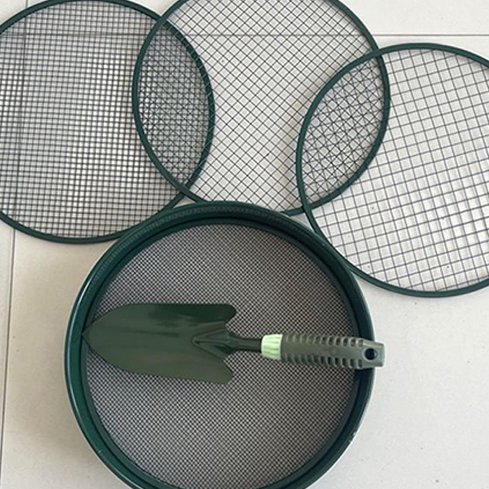 Przesiewacz gleby, sitko piaskowe do ogrodnictwa, metalowy ekran kompostowy, 4 rozmiary oczek filtrujących, 30 cm, niezawodna łopata w zestawie, dla ogrodników, szklarni, gruntów rolnych i do użytku