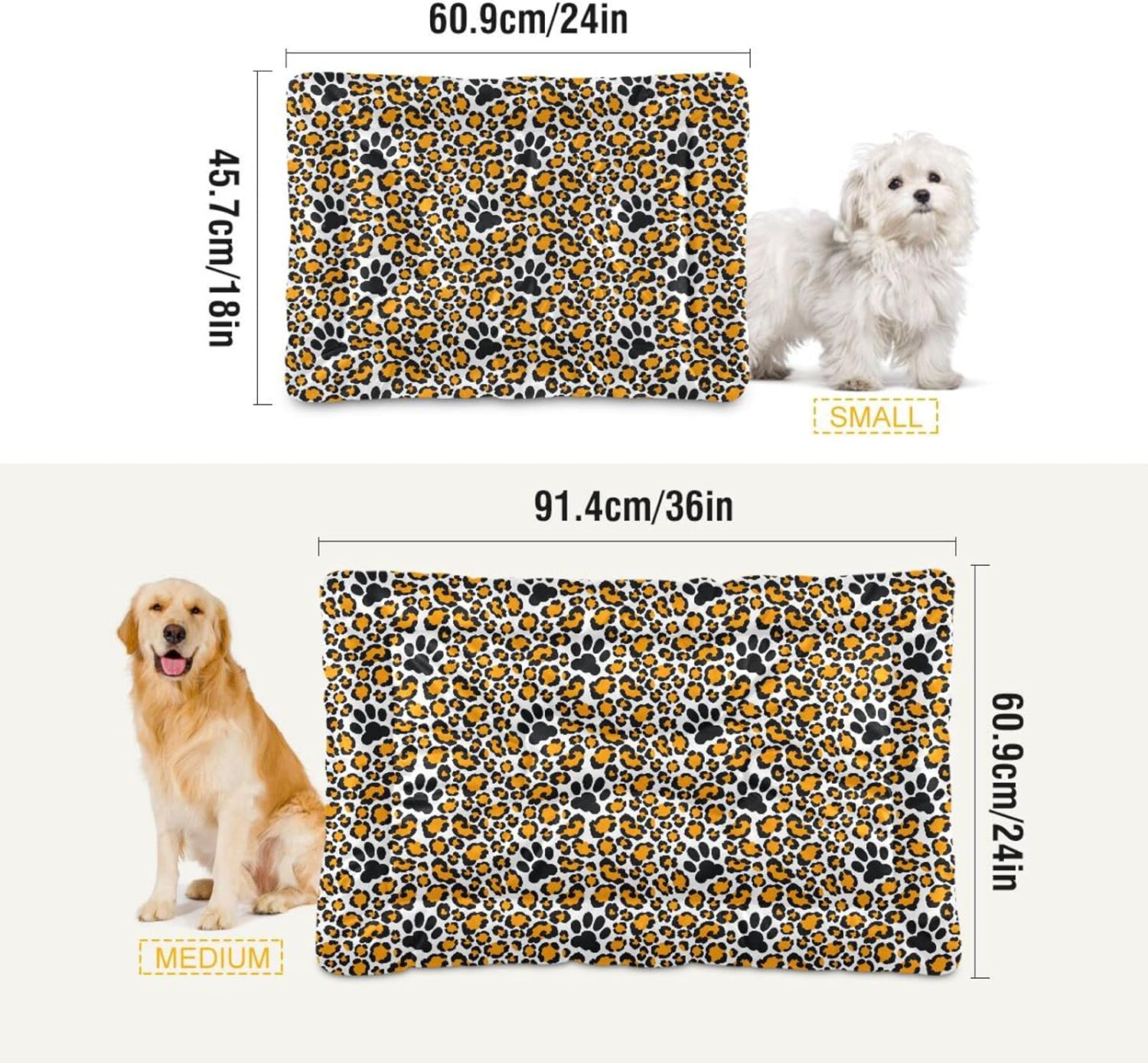 review Ultra Soft Pet Bed Washable Dog Bed Crate Mat for Dogs Fleece Dog Crate Kennel Pad Cat Pet Bed Liner 36x24in Leopard Print with Cat Paw Print