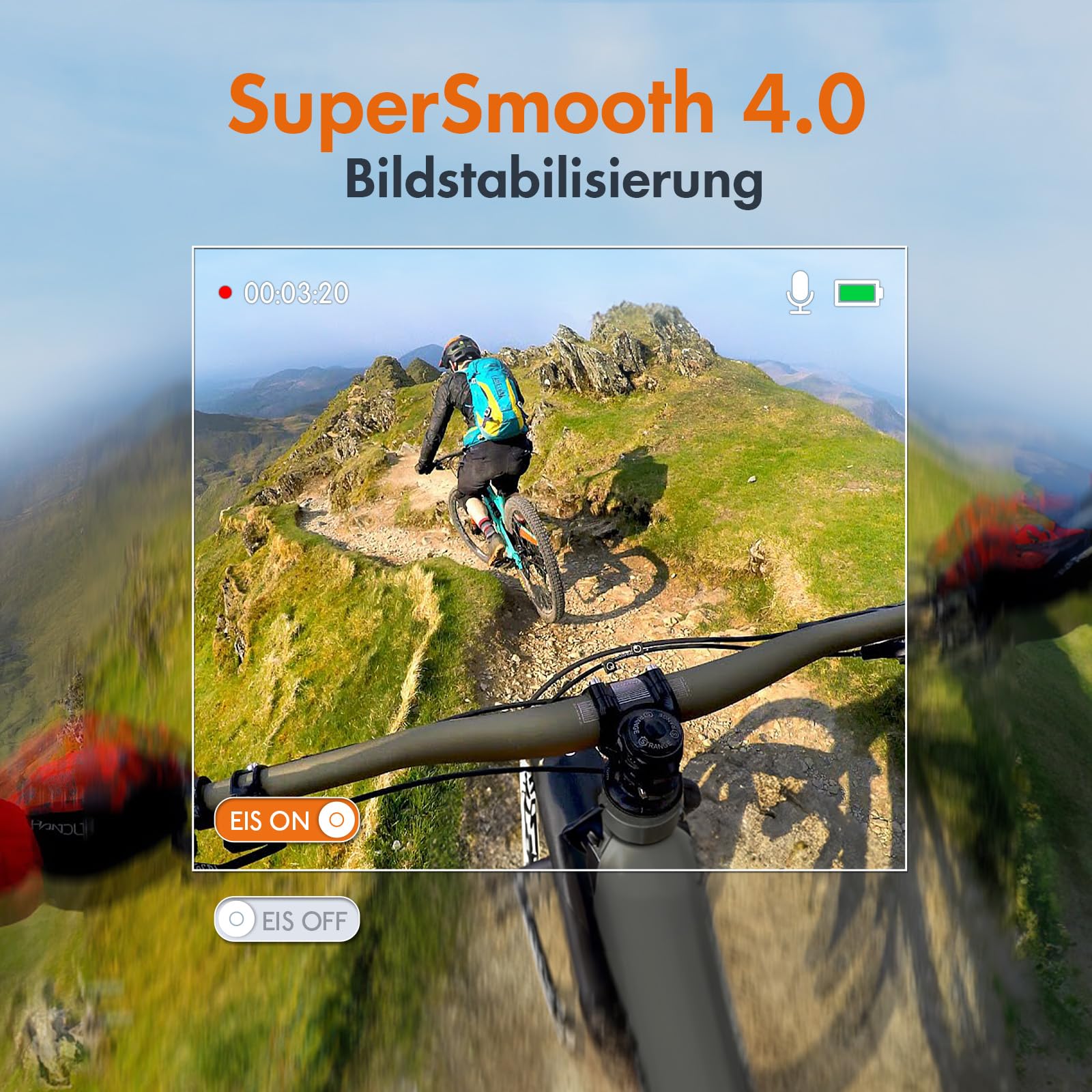 XTU S6 Action Cam 4K WiFi – Action Kamera mit 4K/30FPS, 20MP, EIS Bildstabilisierung, 170° Weitwinkel, Unterwasserkamera 40m, Touchscreen Actionkamera für Motorrad, Fahrrad & Outdoor