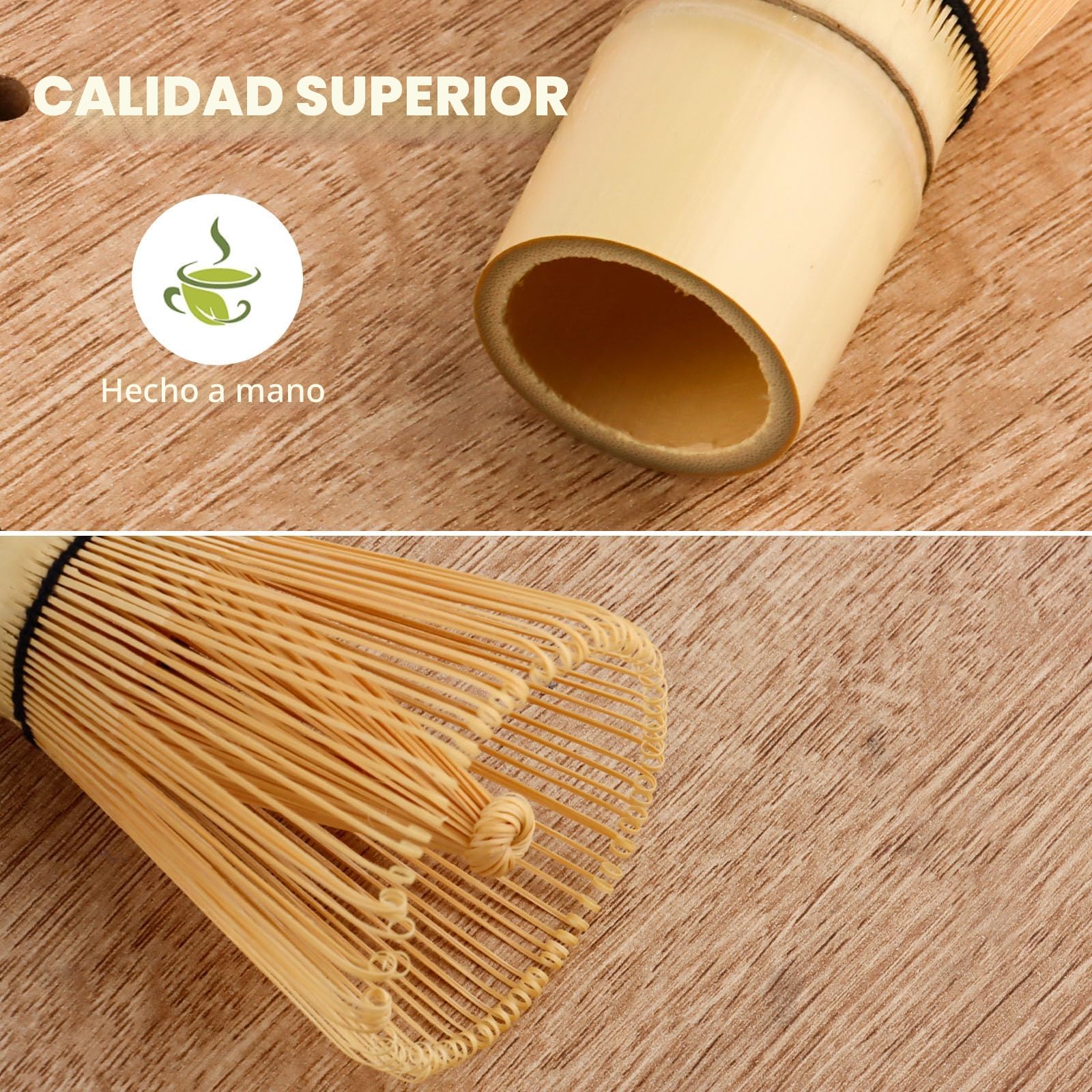 VMUTGA Batidor de Bambú Natural Chasen Tradicional, MA-01 Accesorio de Ceremonia de Matcha Japonés de 100 Varillas té Matcha