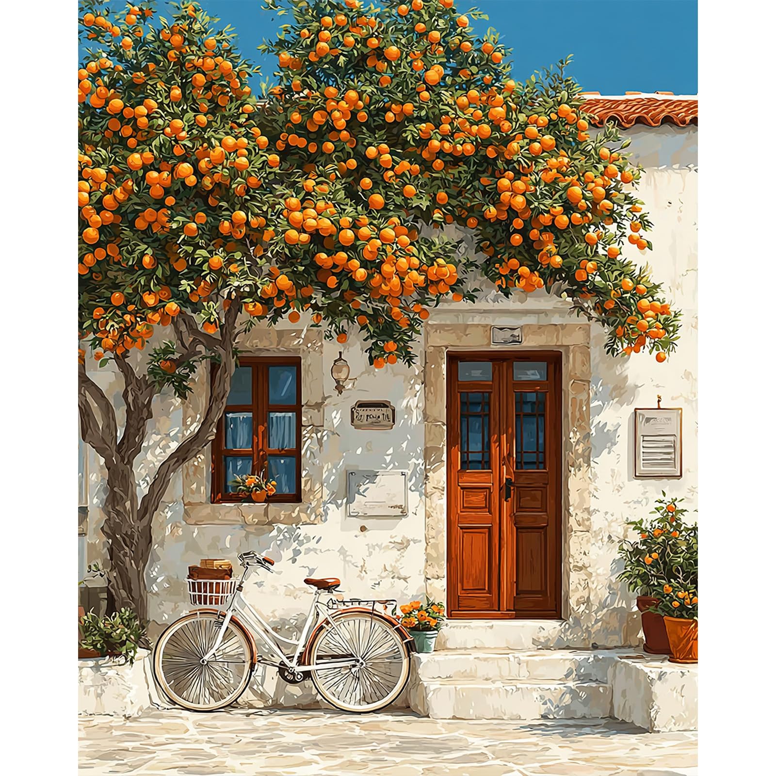 AIRDEA Orange Tree Paint by Numbers for Adults, Bicycle Adult Paint by Numbers, Painting by Number Kits Canvas for Beginners for Gifts Home Wall Decor 16x20inch (No Frame)