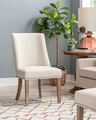 Vista 2 de Powell Company Parnell - Juego de 2 sillas de comedor tapizadas naturales