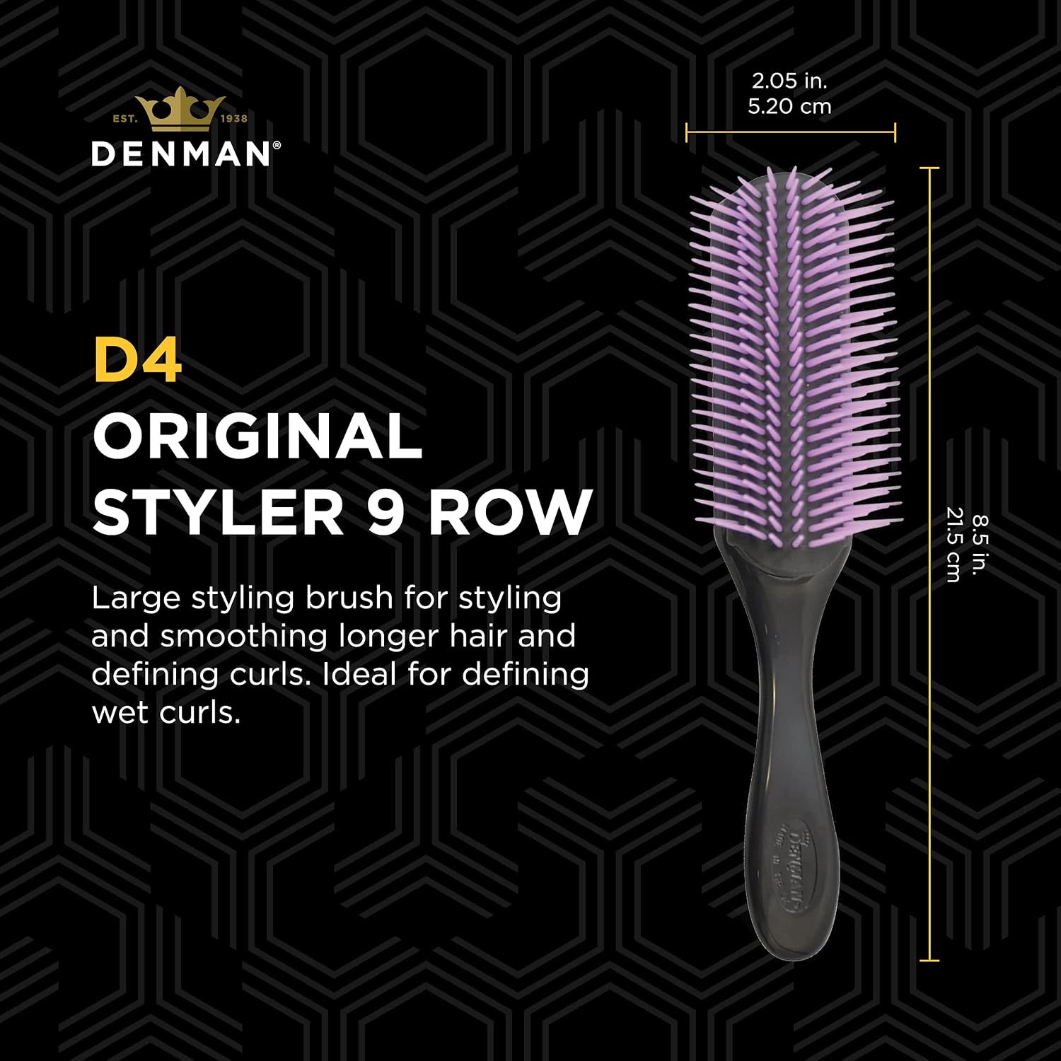 Denman D4 9-Row Styler Black/Purple Pins