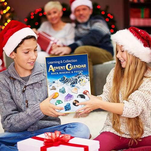Miniatura 2 de Rock Collection - Juego de calendario de Adviento 2023, 24 piezas de piedras preciosas, minerales y fósiles, calendario de cuenta regresiva de