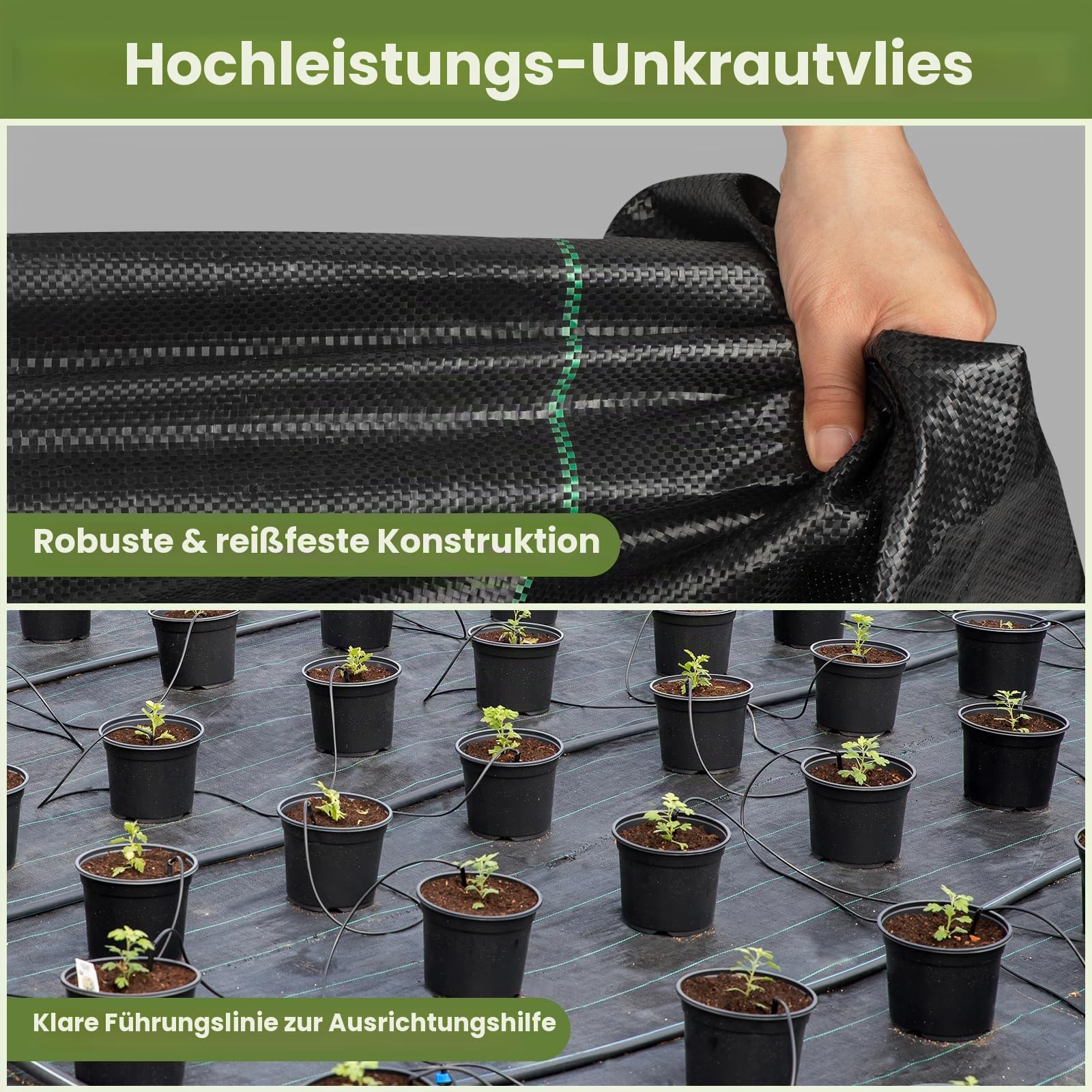 Velway Unkrautvlies Garten Extra Stark 2x10M - Unkrautvlies Wasserdurchlässig, Reißfestes Bodengewebe Unkrautflies für Garten, Hochbeet, Einfahrt usw., Anti Unkrautvlies Pflanzfolie