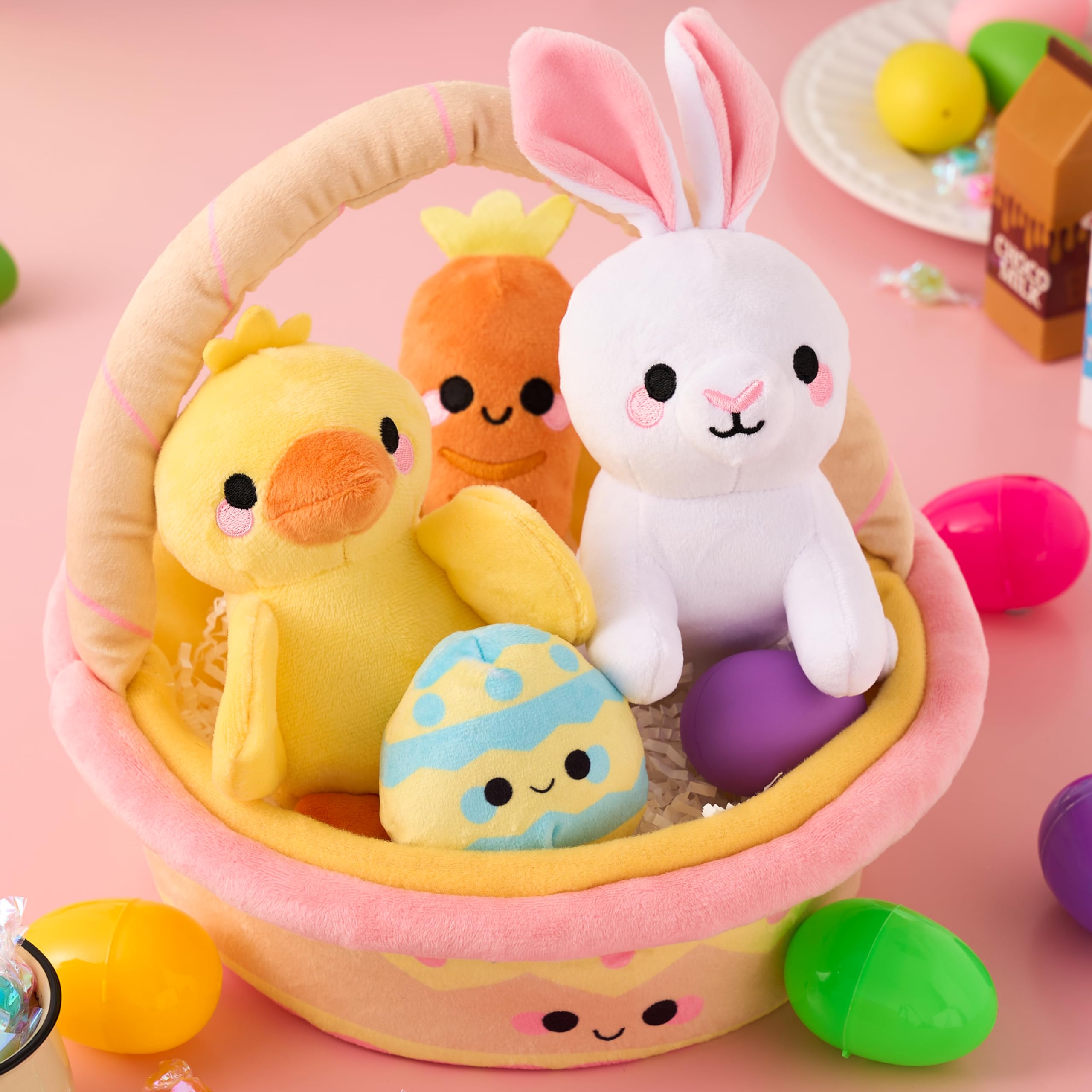 JOYIN - Juego de 5 cestas de Pascua de peluche, cesta rellena con zanahoria de huevo de pollo, cesta de Pascua precargada con rellenos de animales JOYIN - Juego de 5 cestas de Pascua de peluche, cesta rellena con zanahoria de huevo de pollo, cesta de Pascua precargada con rellenos de animales