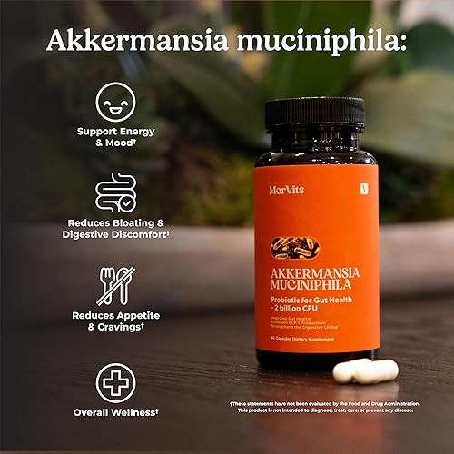Miniatura 3 de Akkermansia Probiotic for Cravings & Gut Health  GLP-1 Support Supplement with Akkermansia Muciniphila  2 Billion CFU, Inulin Prebiotic Fiber  60