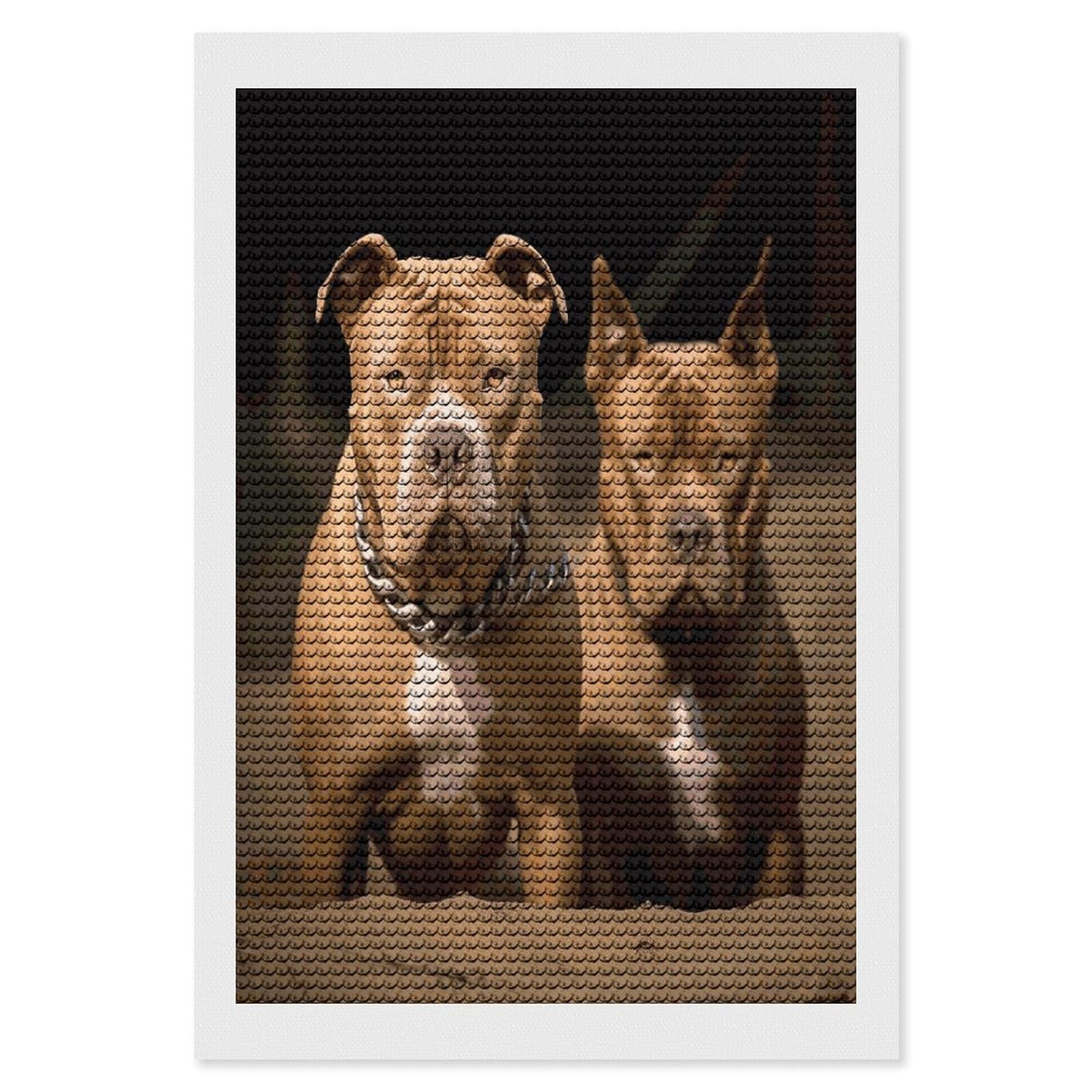FekiLoot Pitbull Dogs Diamond Painting Kits for Beginners DIY Diamond Art Kits for Adults Full Drill Round Diamond Dot Gem Art Painting Fun DIY Crafts for Home Kitchen Wall Decor Gift 8"x12"