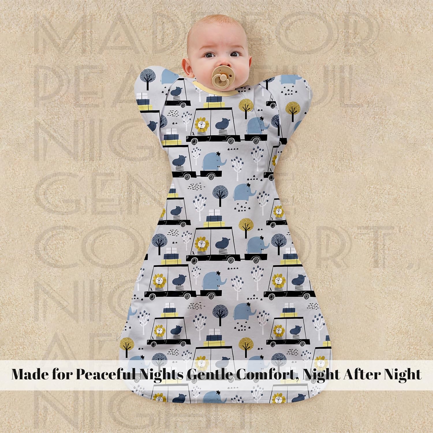 2-Pack Baby Transitional Sleep Sack, Arms-Up Sleeves Wearable Blanket for 3-6 Months, 2-Way Zipper
