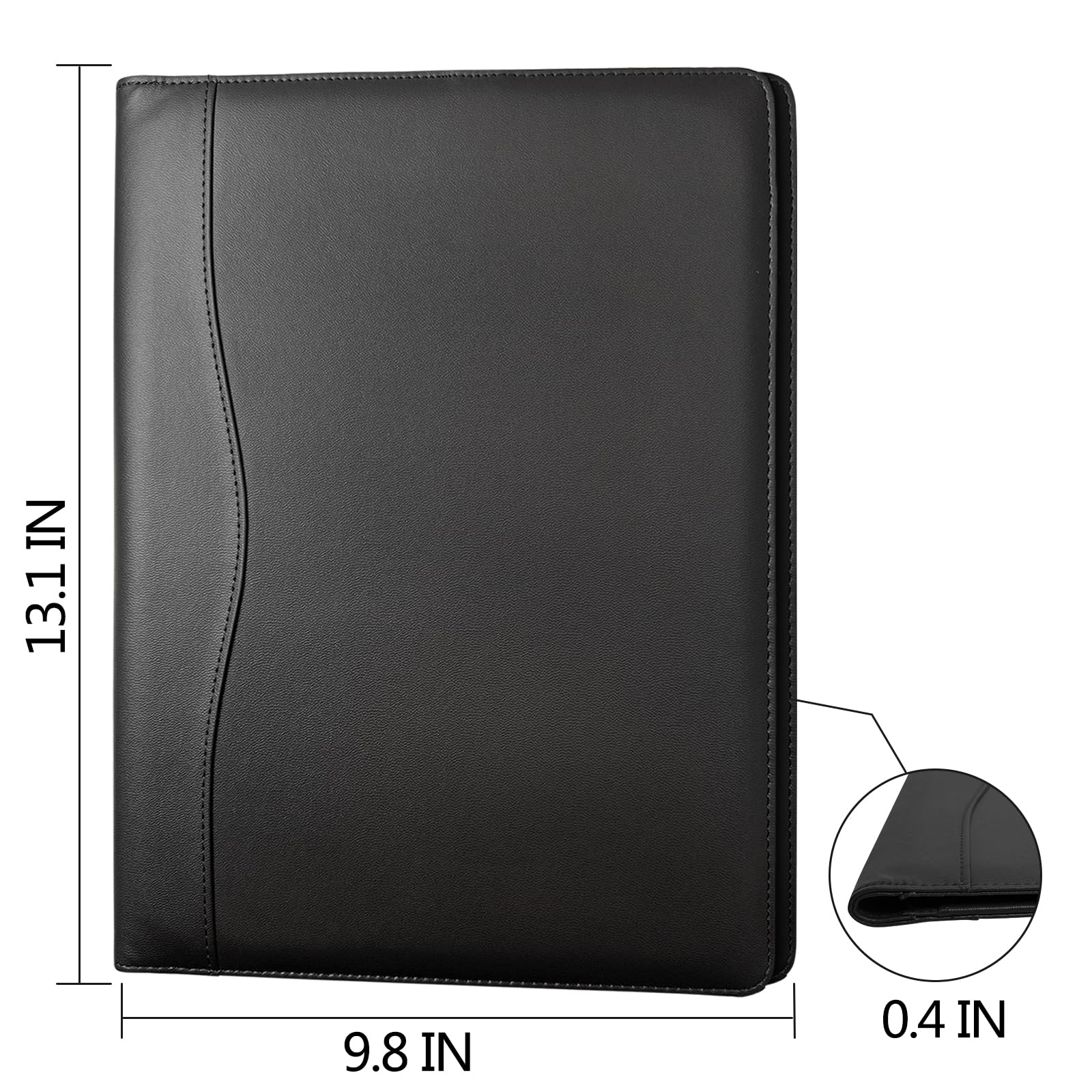 Padfolio segregator skórzany, teczka z pokrowcem, A4, czarna teczka z kieszeniami, do szkoły, biura, na spotkanie, dla mężczyzn i kobiet, teczka biznesowa