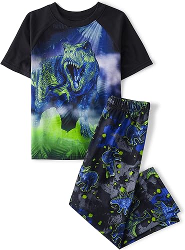 The Childrens Place Boys Short Sleeve Top and Pants 2 Piece Pajama Sets