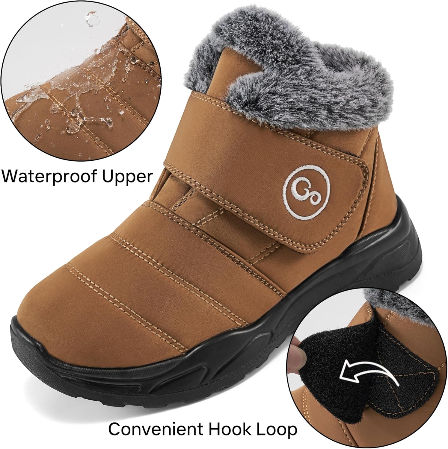 Winter Snow Boots for Women Waterproof: Fur Lined Warm Womens Boots Anti Slip Hook Loop Comfortable Booties Outdoor - Image 5