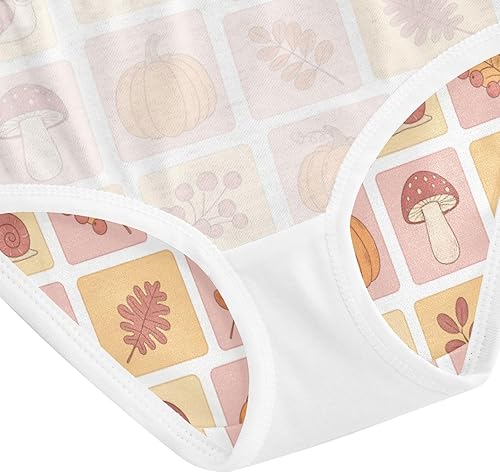 J JOYSAY Pumpkin Mushroom Leaves Pink Girls' Underwear Cotton Comfort Briefs(Pumpkin Mushroom Leaves Pink,3T)