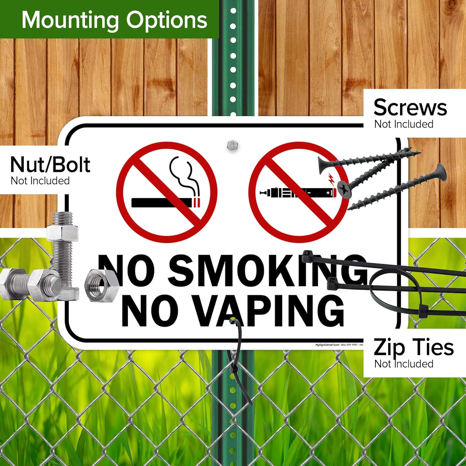 No Smoking No Vaping Sign, 12x18 Inches, Rust Free .063 Aluminum, Fade Resistant, Made in USA by My Sign Center