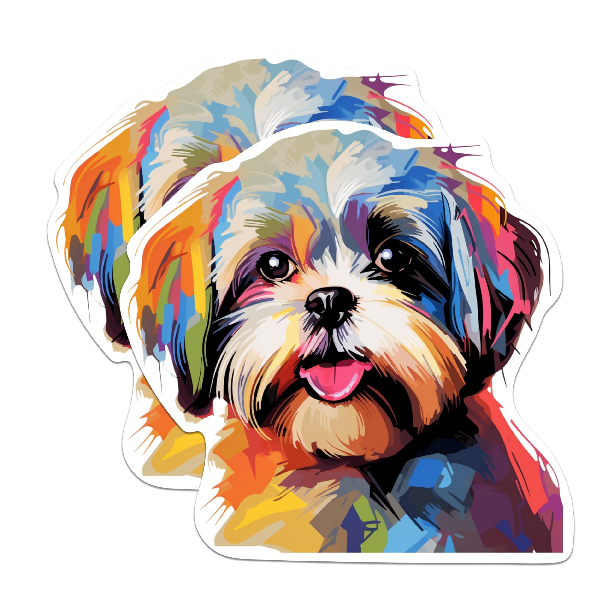 (2 Pack) Shih Tzu Dog Breed Stickers - 5 Inches On Longest Side - Choose from Over 100 Dog Breeds - for Cars, Trucks, Skateboards, Laptops - Made in USA - BMCS1954
