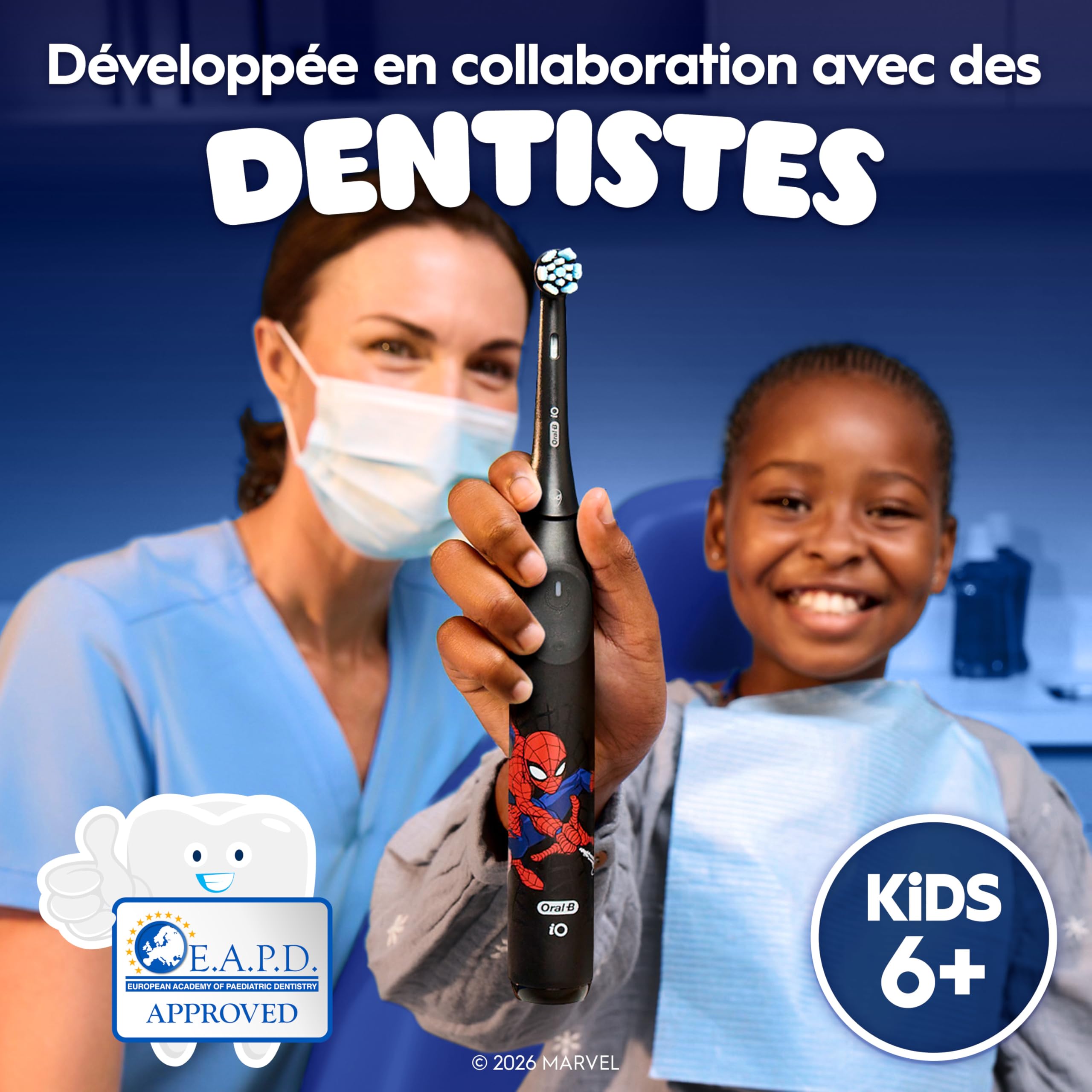 Oral-B Brosse A Dents Electrique Enfant Marvel Spiderman, Brosse Kids Dotée De La Technologie iO, 3 Modes De Brossage Dont Douceur Pour Protéger Les Gencives, Brossette Oral B De Rechange, Etui - 3