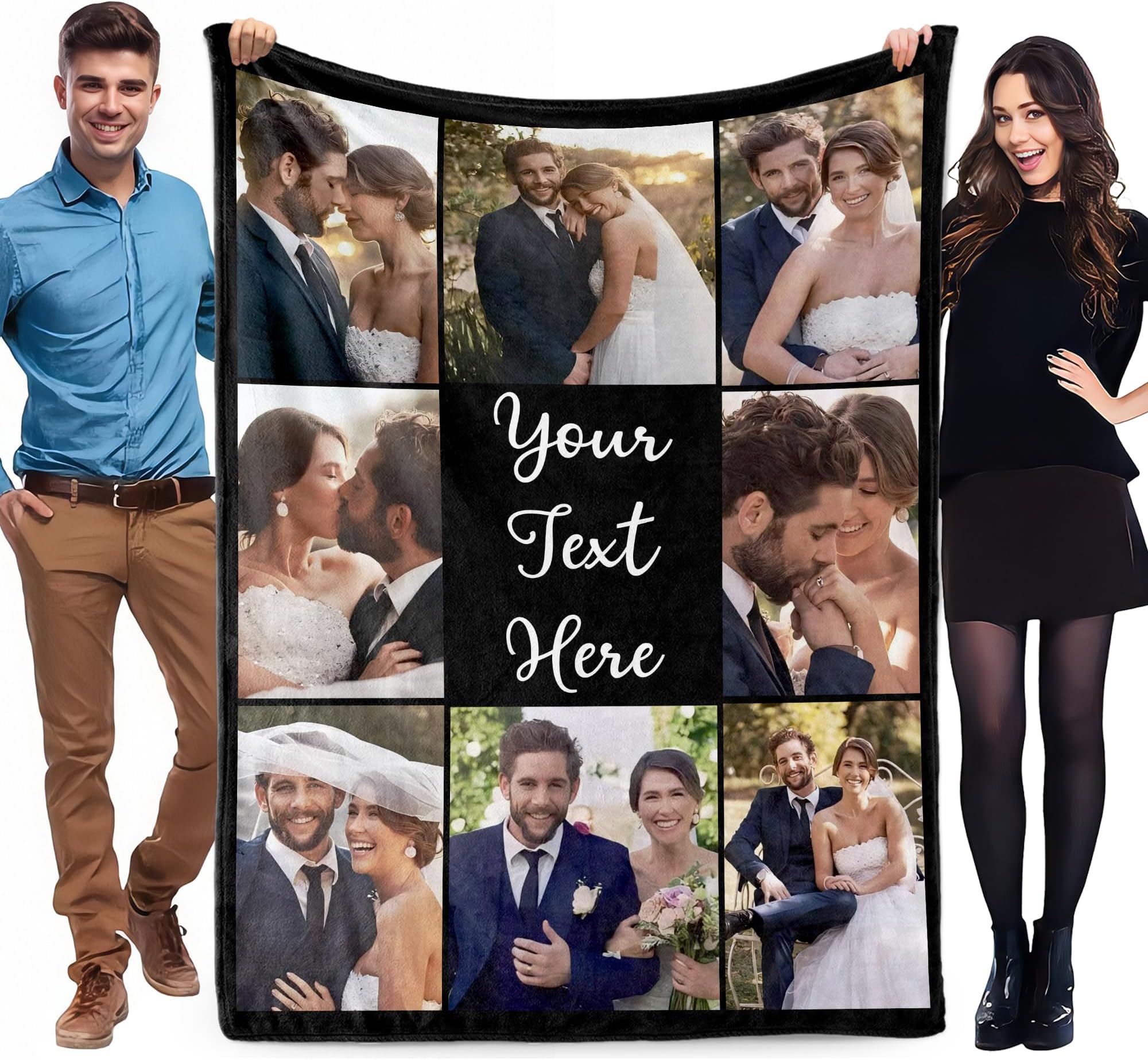 Personalised Photo Blanket for Adult Kids, Customised Blanket with Picture Text, Custom Blanekt, Personalised Christmas Valentines Anniversary Birthday Gifts for Her Women Men Him Girlfriend Boyfriend