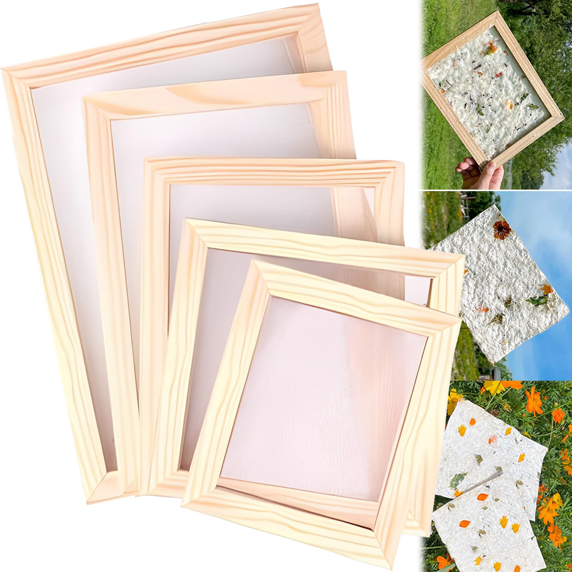 5 Pcs Pantalla Para Fabricación De Papel, Moldes De Madera, Marco De Molde Para Manualidades, Para Hacer Papel De Bricolaje Pintura Hecha a Mano