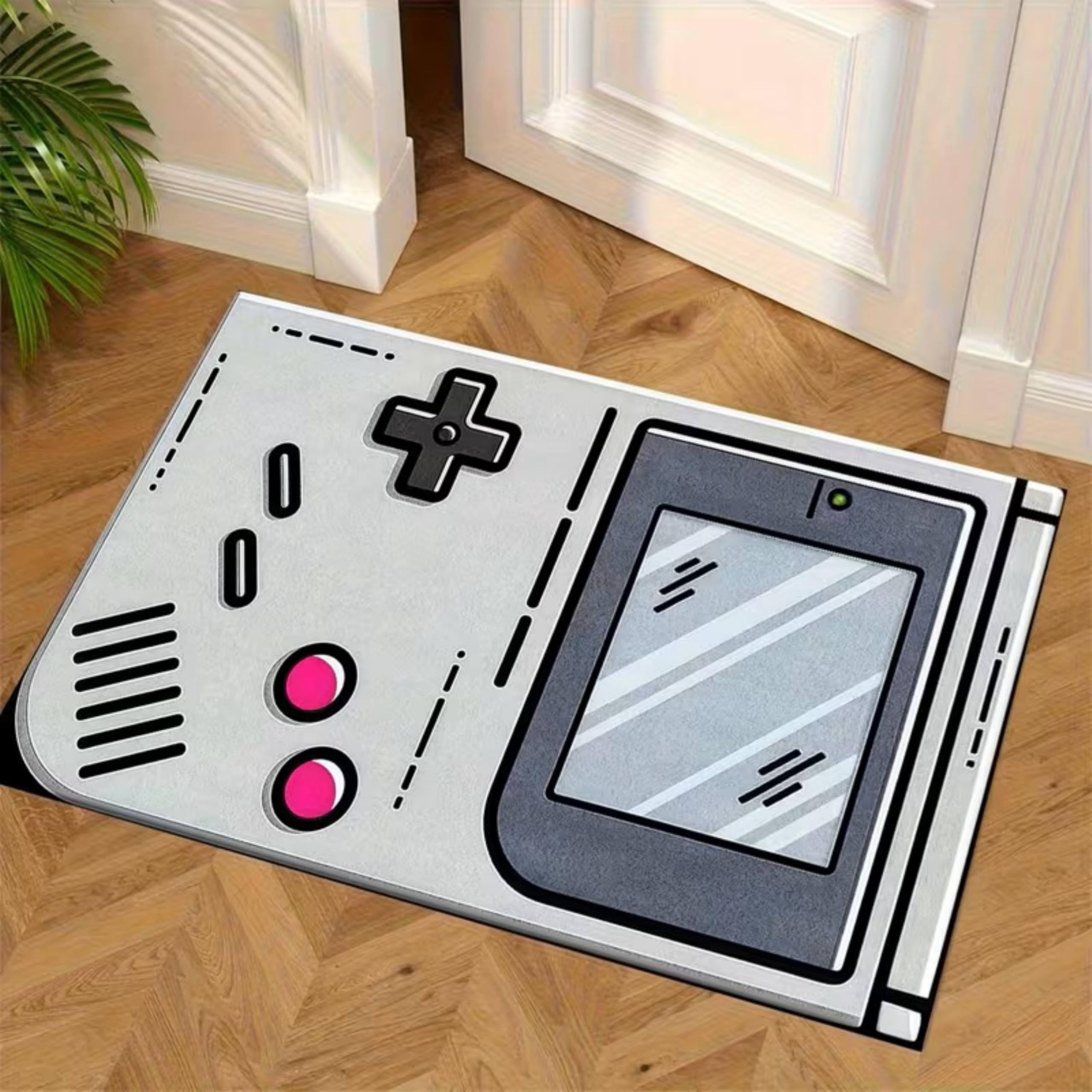 Retro Game Boy Gaming Teppich, 140x200cm Klassisches Handheld-Motiv Spielteppich, Kurzer Flor Anti-Rutsch Waschbarer Teppich für Spielzimmer, Retro-Gamer, Jugendzimmer, Wohnzimmer