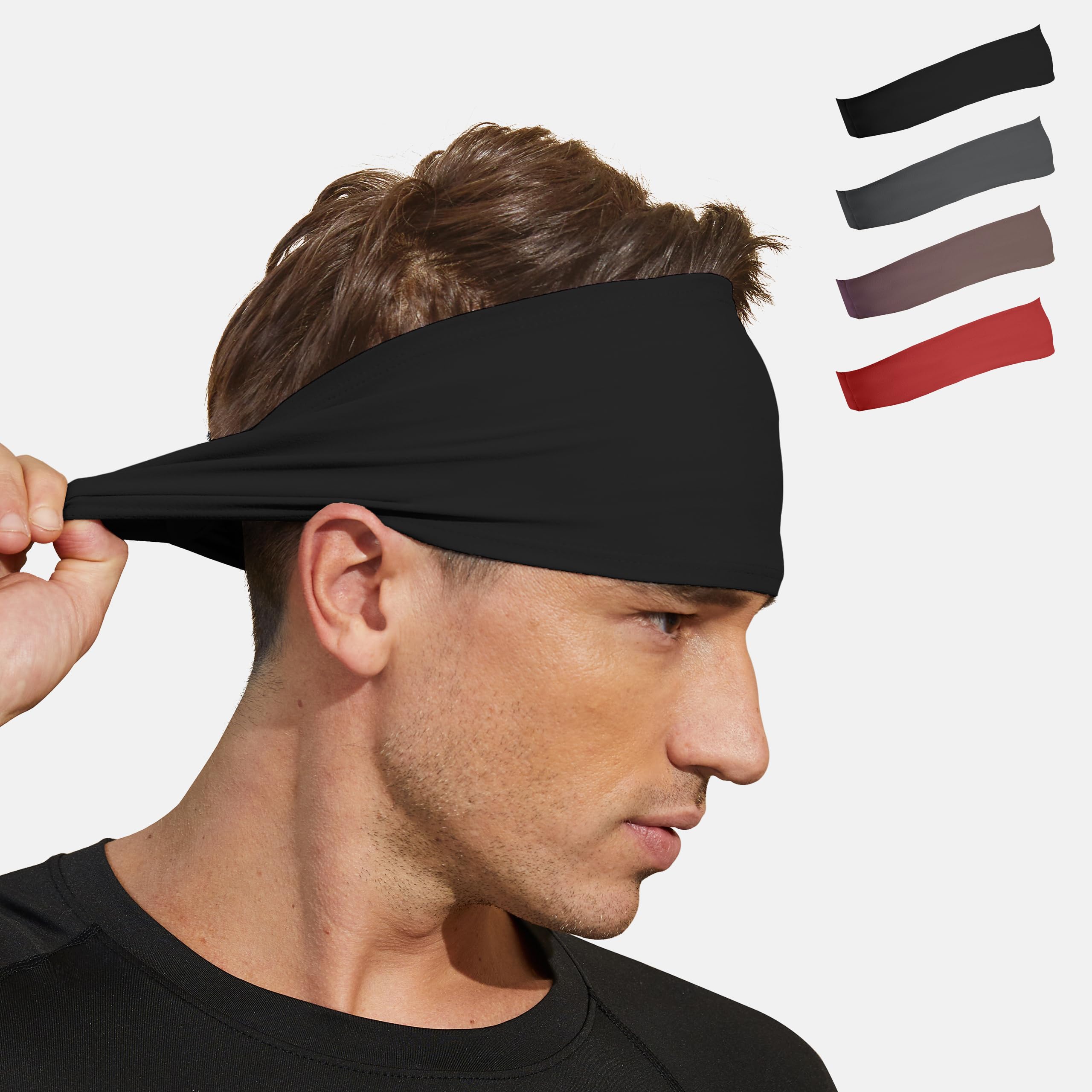 VIMPEP Sports Headbands for Women and Men Soft Feeling Sweatband Workout Headband for Running,Cycling,Basketball,Tennis,Yoga Fitness Stretchy Quick-Dry Hairband for Women Black, Dark Gray,Brown,Red-image-32