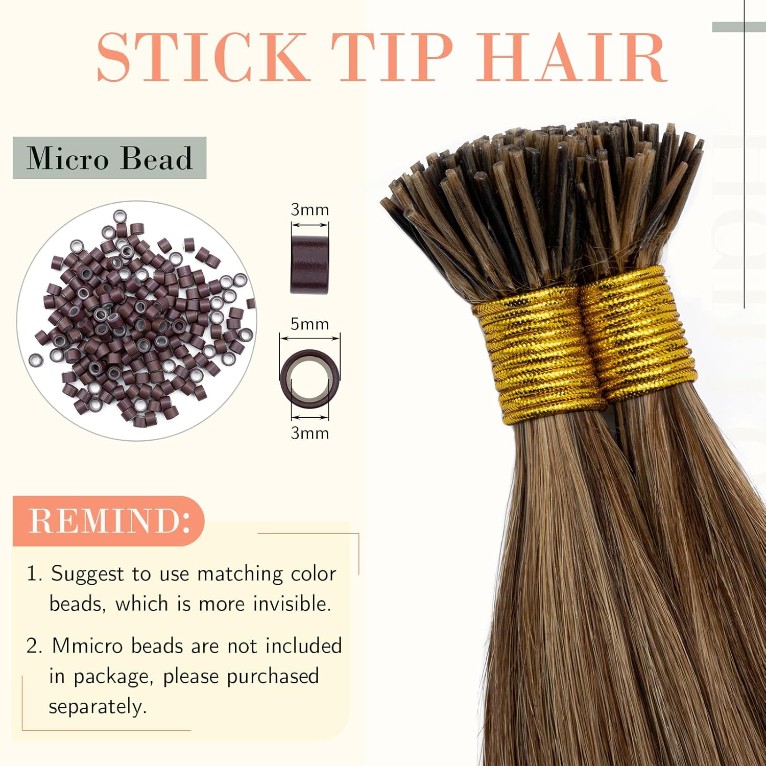 Hairro I Tip Human Hair Extensions Pre Bonded Cold Fusion Remy Hair Highlight Keratin Stick Balayage Ombre Piano Color Tipped Hair For Women 20" 100 Strands 50g #4P27 Medium Brown&Dark Blonde