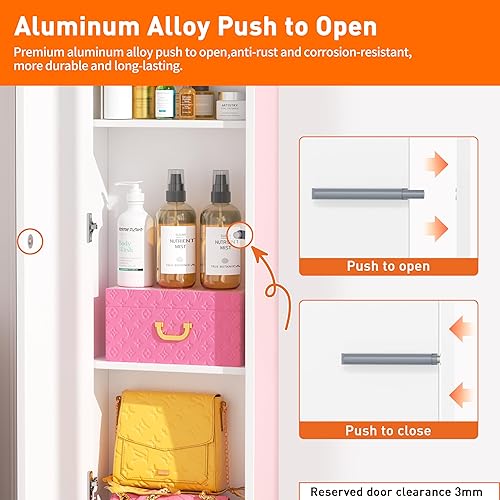 Miniatura 29 de Greenvelly Escritorio de maquillaje blanco con espejo, maquillaje de madera con 3 modos de iluminación, 2 cajones espaciosos y 6 compartimentos de