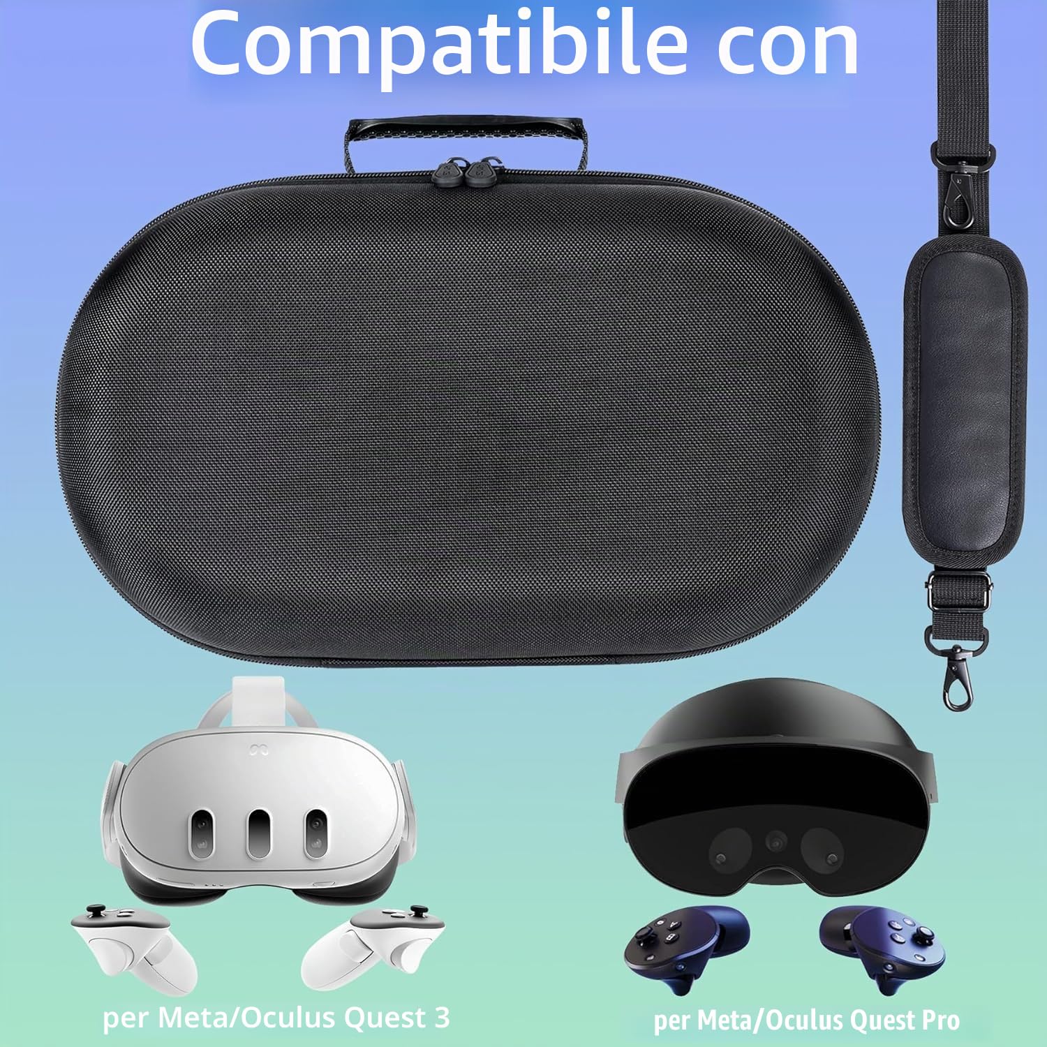Aenllosi Custodia Case portatile per Meta Quest Pro/Meta Quest 3 Visore VR（Solo Borse）（Nero）