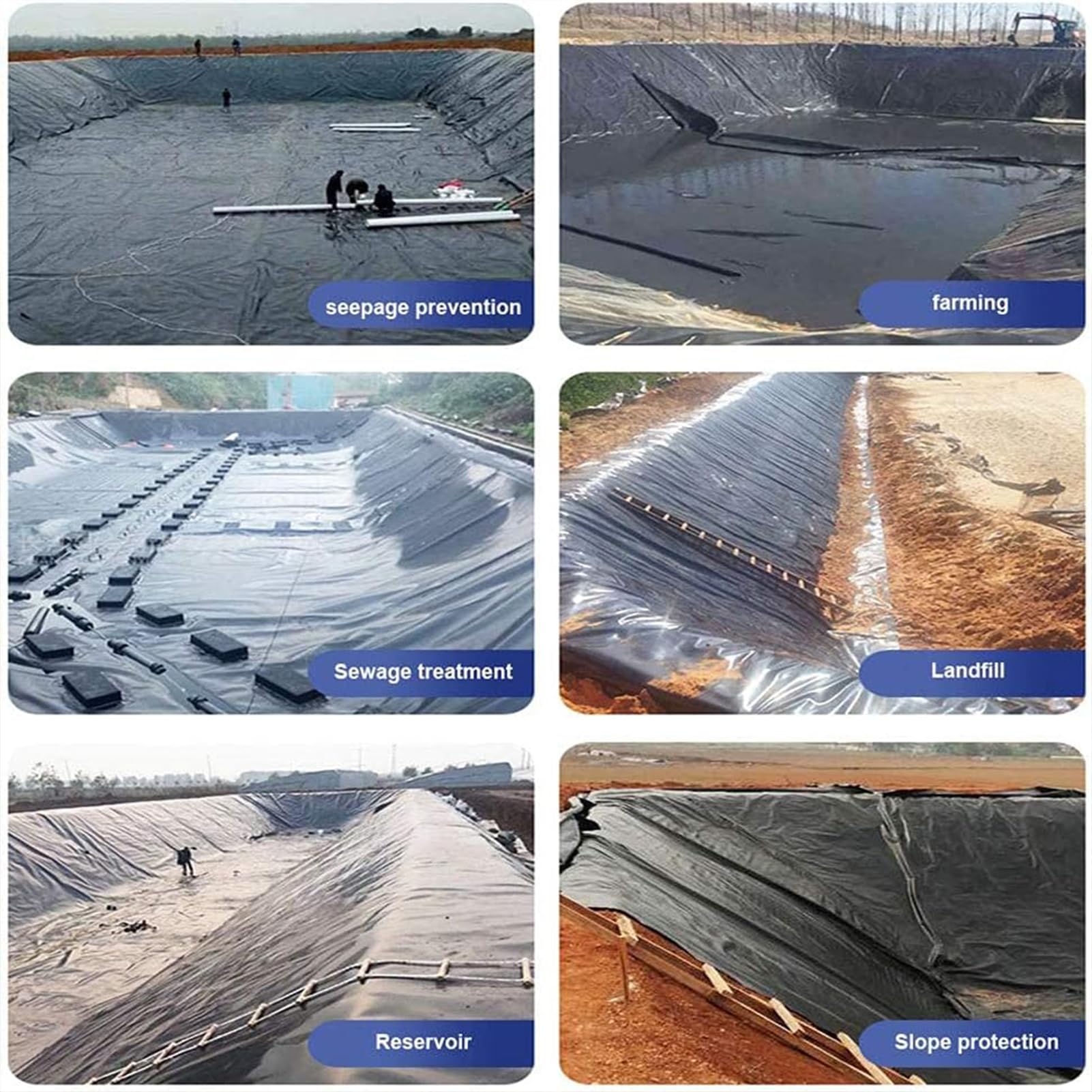 Revestimiento para estanques de polietileno de alta densidad de 0,16 mm de grosor, alta resistencia al agua, ideal para agricultura, estanques de peces, estanques de loto y acuicultura, tamaño 15 x 3