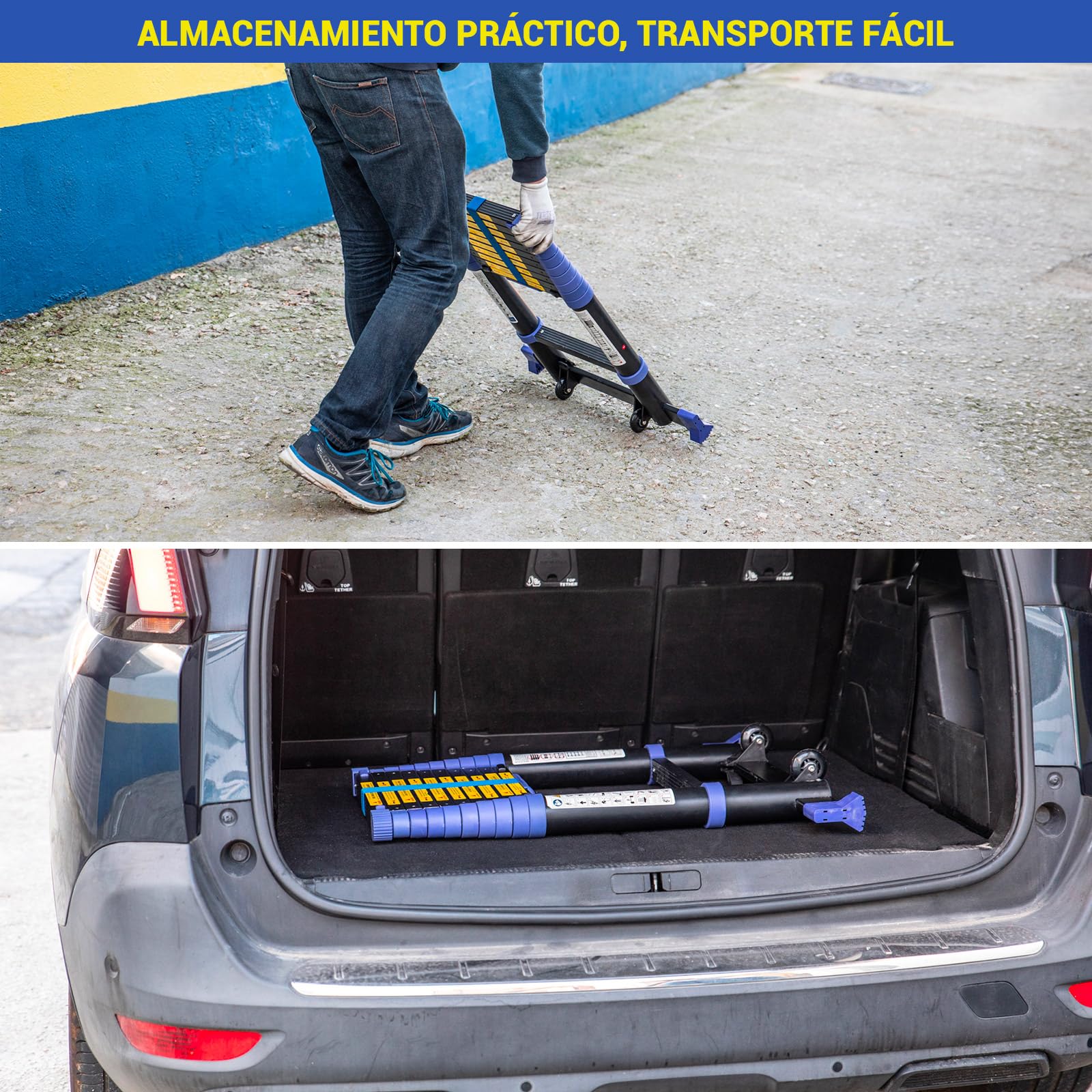HOSTRÖM Escalera telescópica 3,2m TELESCOVA10+, Aluminio, Plegable, Extensible, Multi-función, Altura de Trabajo máx 4,1m, Ganchos Desmontables, Garantía de 5 años.