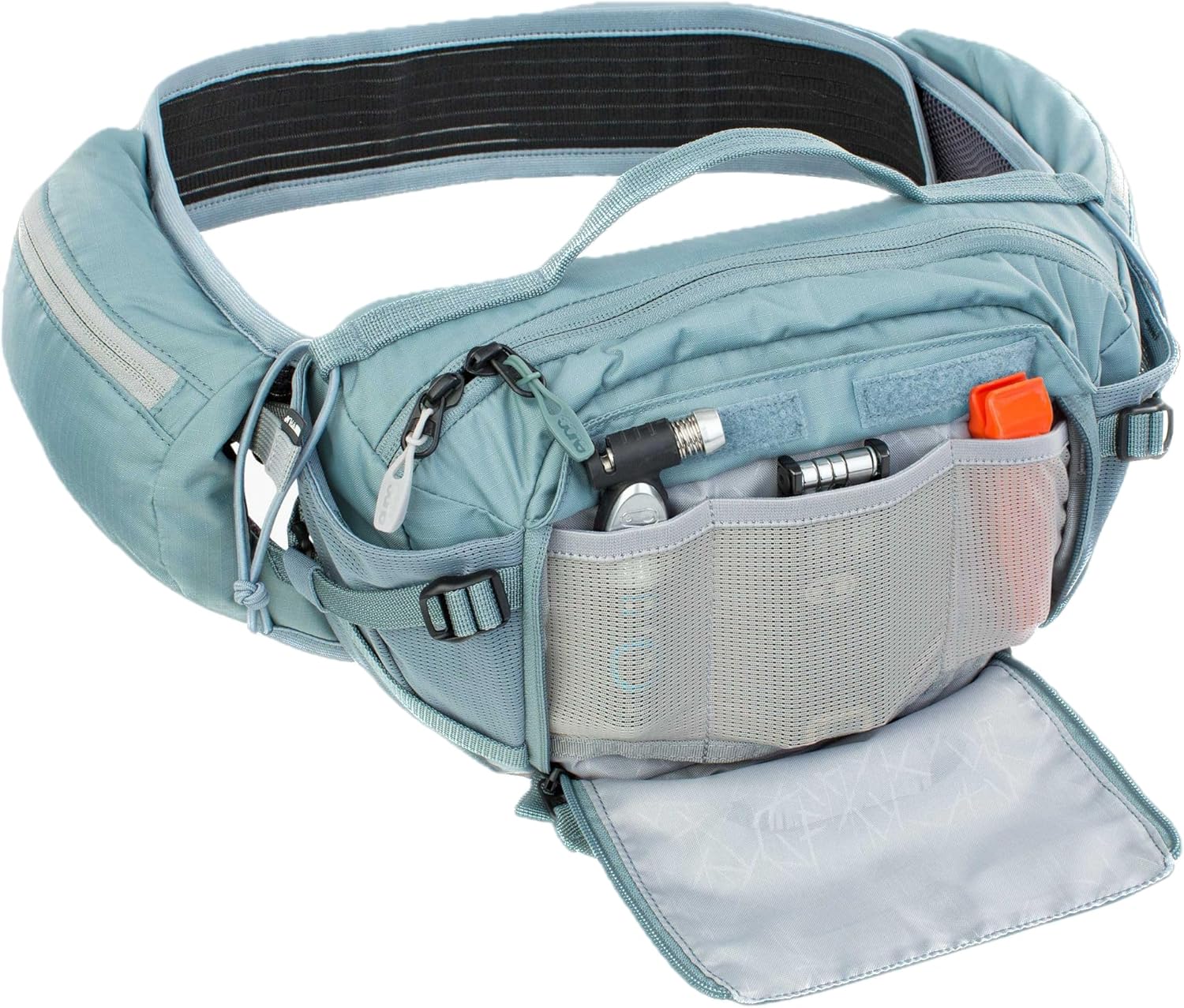 EVOC Hip Pack Pro E-Ride 3 Waist Bag for E-Bike Tours & Trails (3L Capacity, Airflow Contact System, AIRO Flex Waist Belt, Venti Flap System, Bottle Holder)