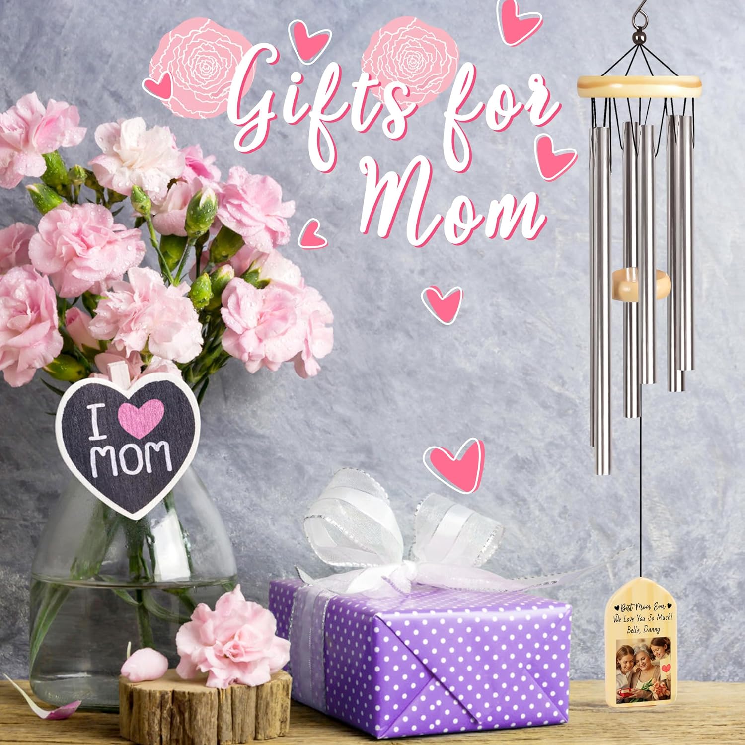 Gift for Mom Wind Chimes - Mother Gifts - Mother's Day Personalized Gifts - Valentines Day, Christmas, Mother's Day, Thanksgiving, Birthday Gift for Mother - Best Mom Ever
