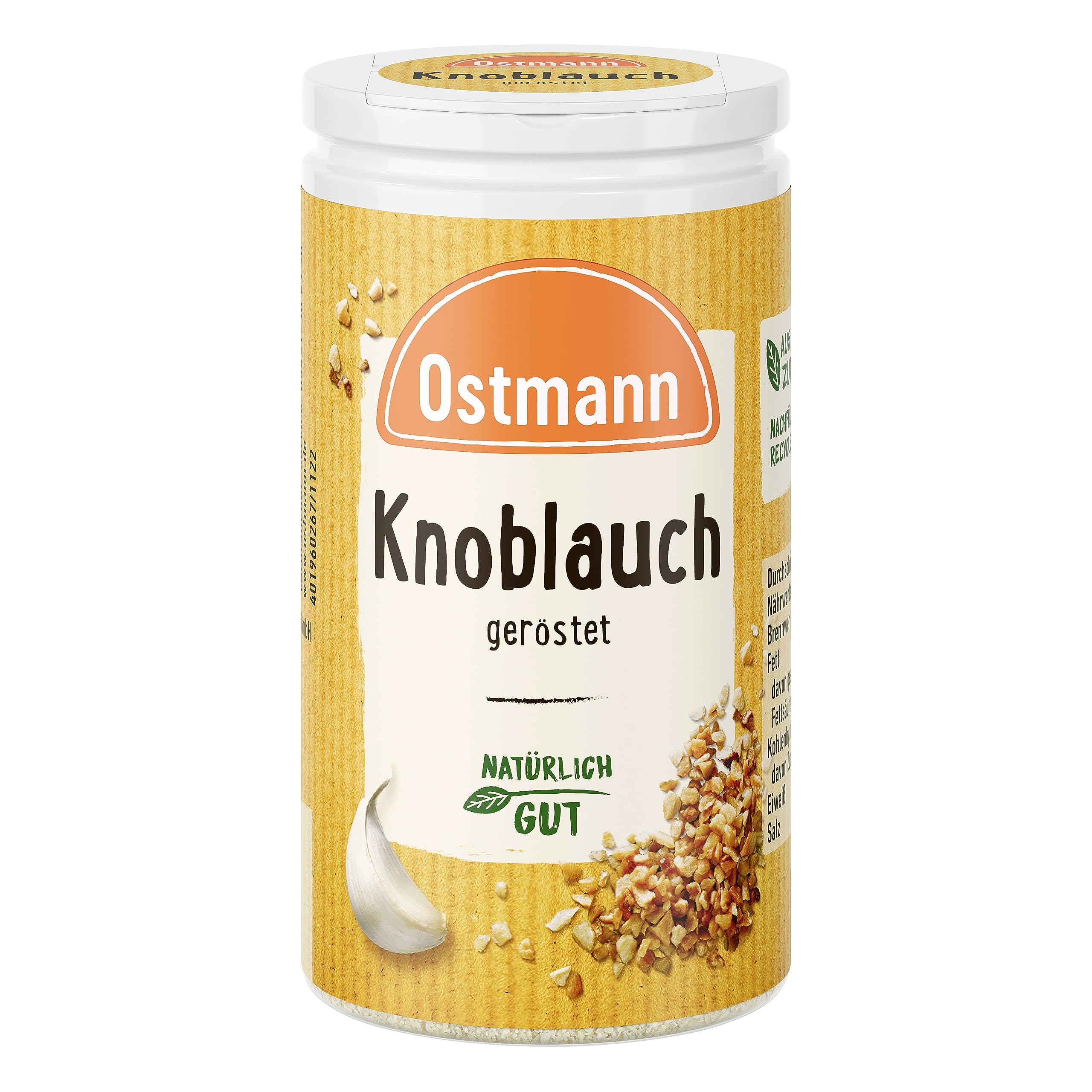 Ostmann Gewürze - Knoblauch geröstet Ideal in Salat-Dressings und Marinaden Recyclebare, nachfüllbare Streudose 40 g im Streuer