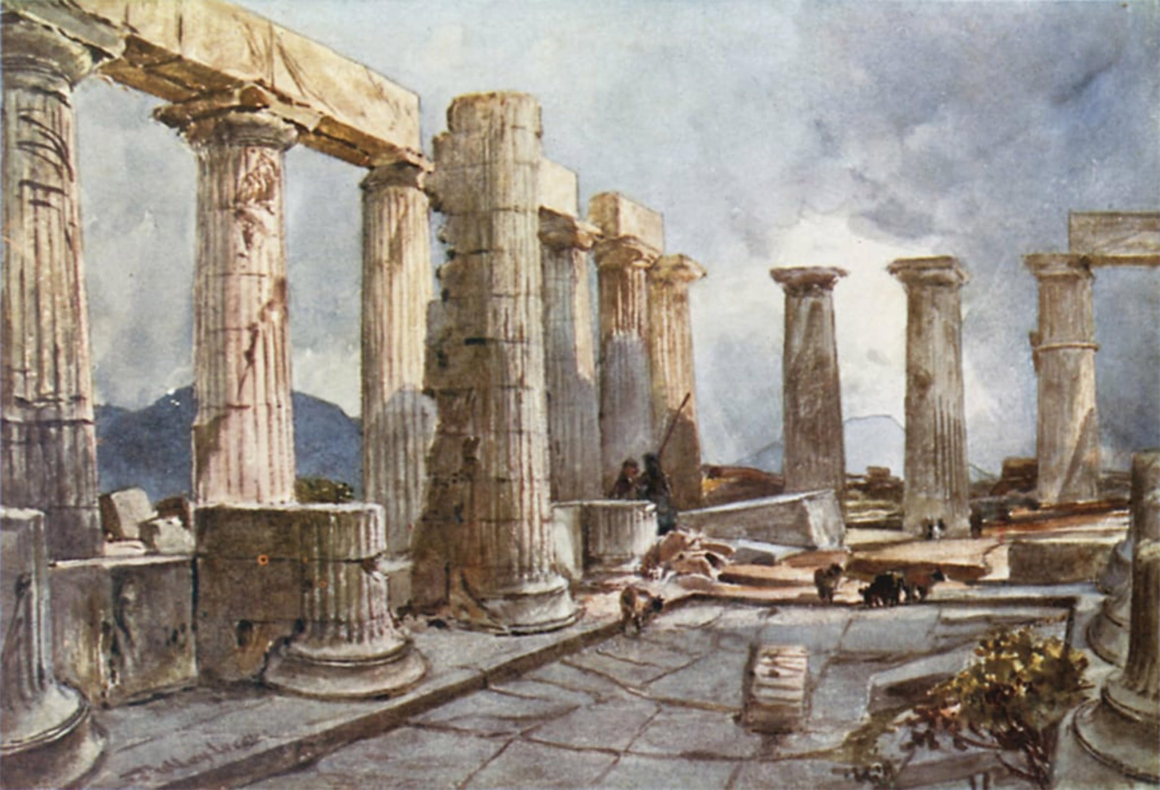 SERENDIPITP Vintage Picture Print on Canvas Wall Art Poster Interior of the Temple of At Bassae in Arcadia by Fulleylove Artwork Print Poster for Wall Decor 60x90cm