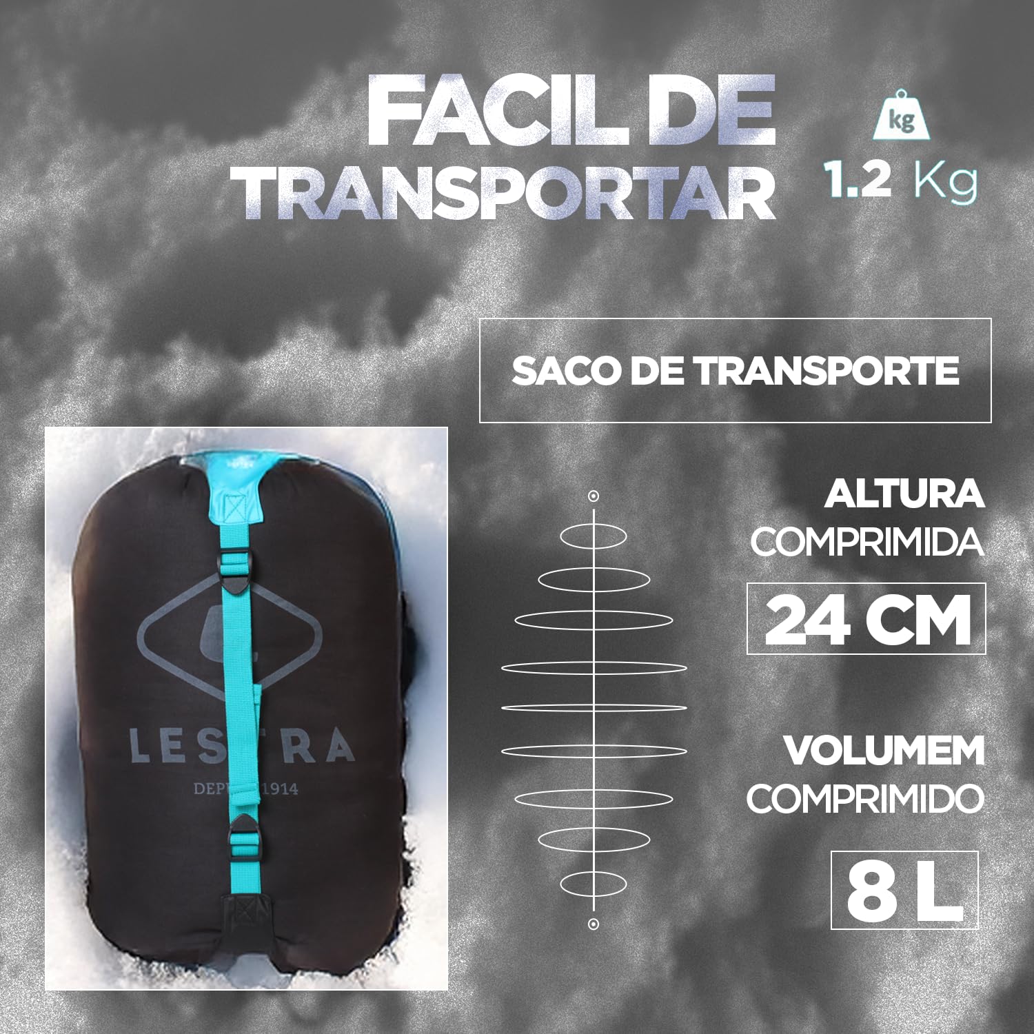 Lestra Sport - Alaska - Saco de Dormir Frío Extremo - T° Límite Confort -09 °C - Plumón de Pato - Adulto - 220 x 80 cm - 1,2 kg